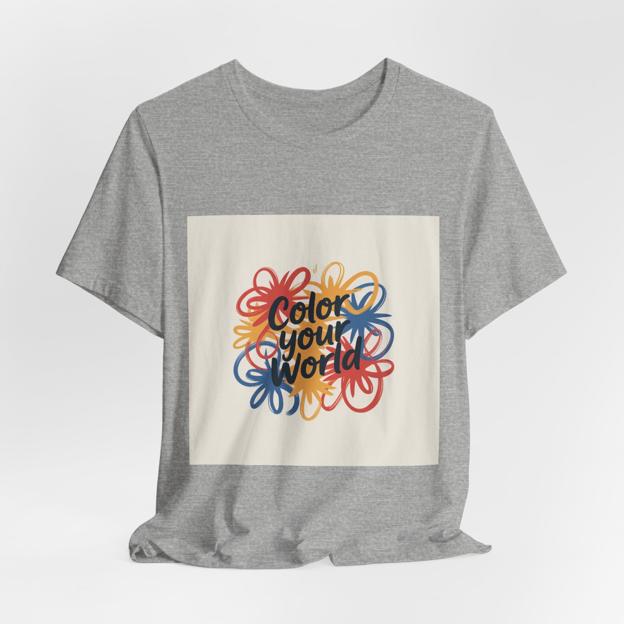 Color Your World Floral Graphic Tee — Positive Inspirational Short Sleeve Shirt