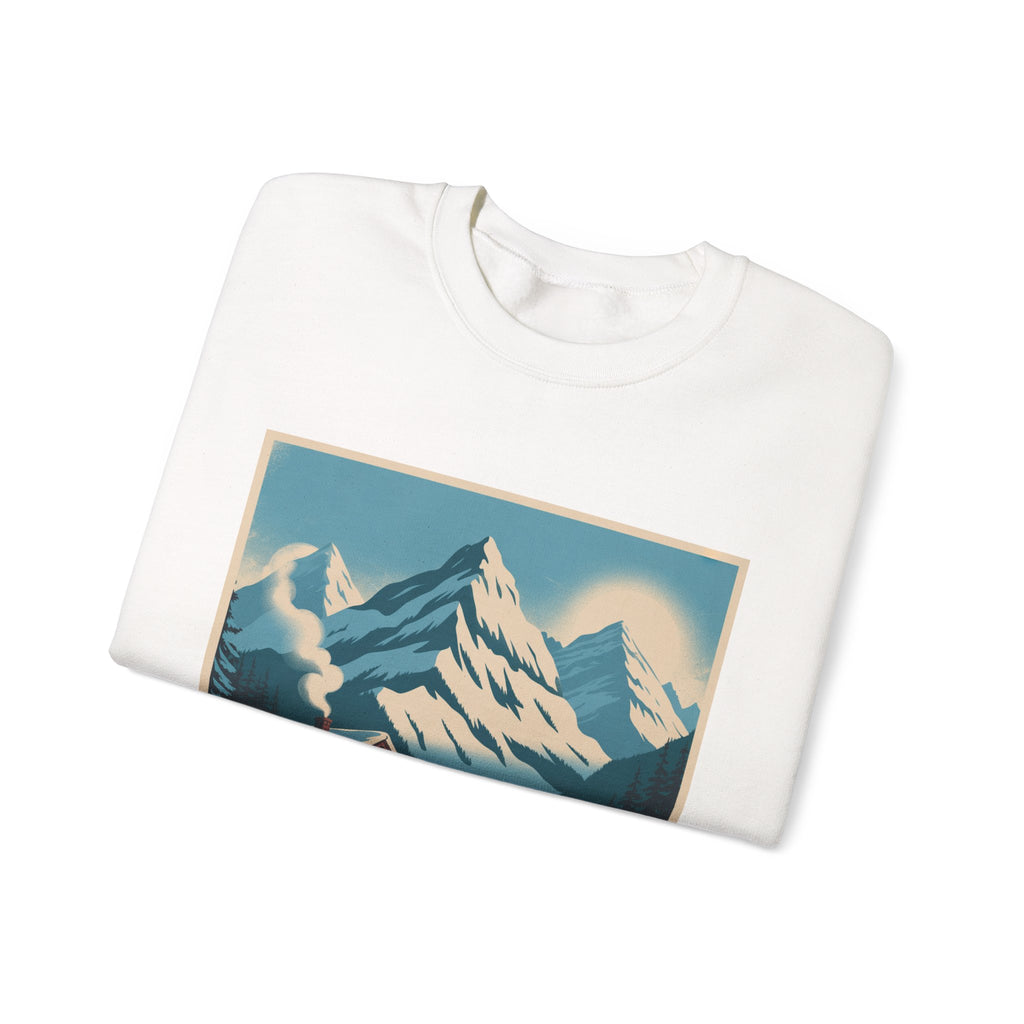 Crewneck Sweatshirt - Retro Ski Mountain Cabin Graphic