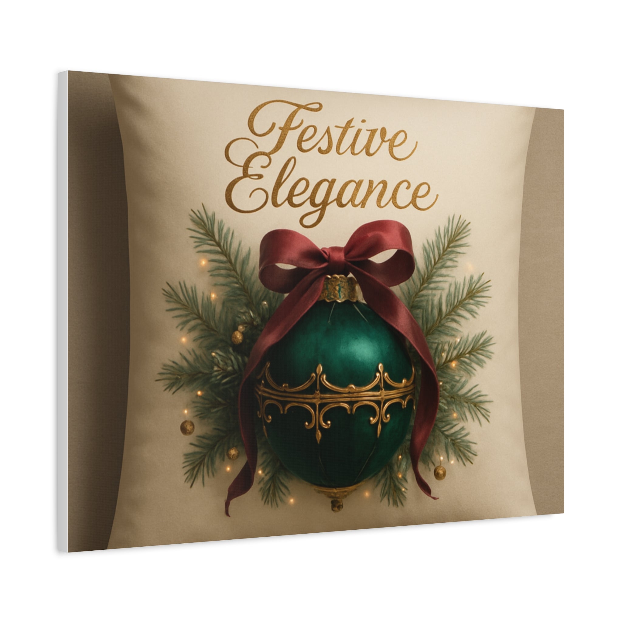 Festive Elegance Christmas Canvas Wall Art — Green Ornament Holiday Decor