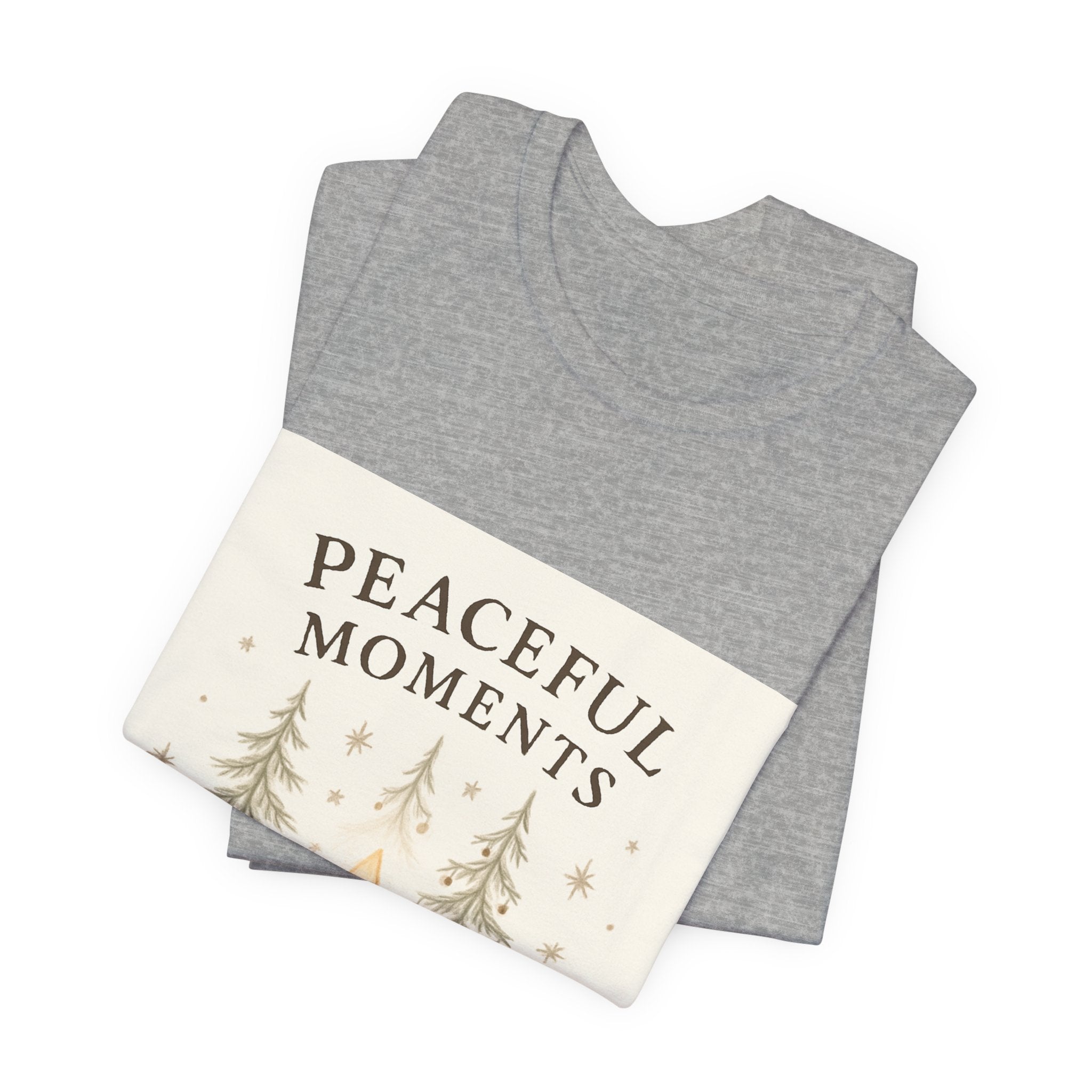 Peaceful Moments Candle Tee – Forest Pines Holiday Graphic T-Shirt