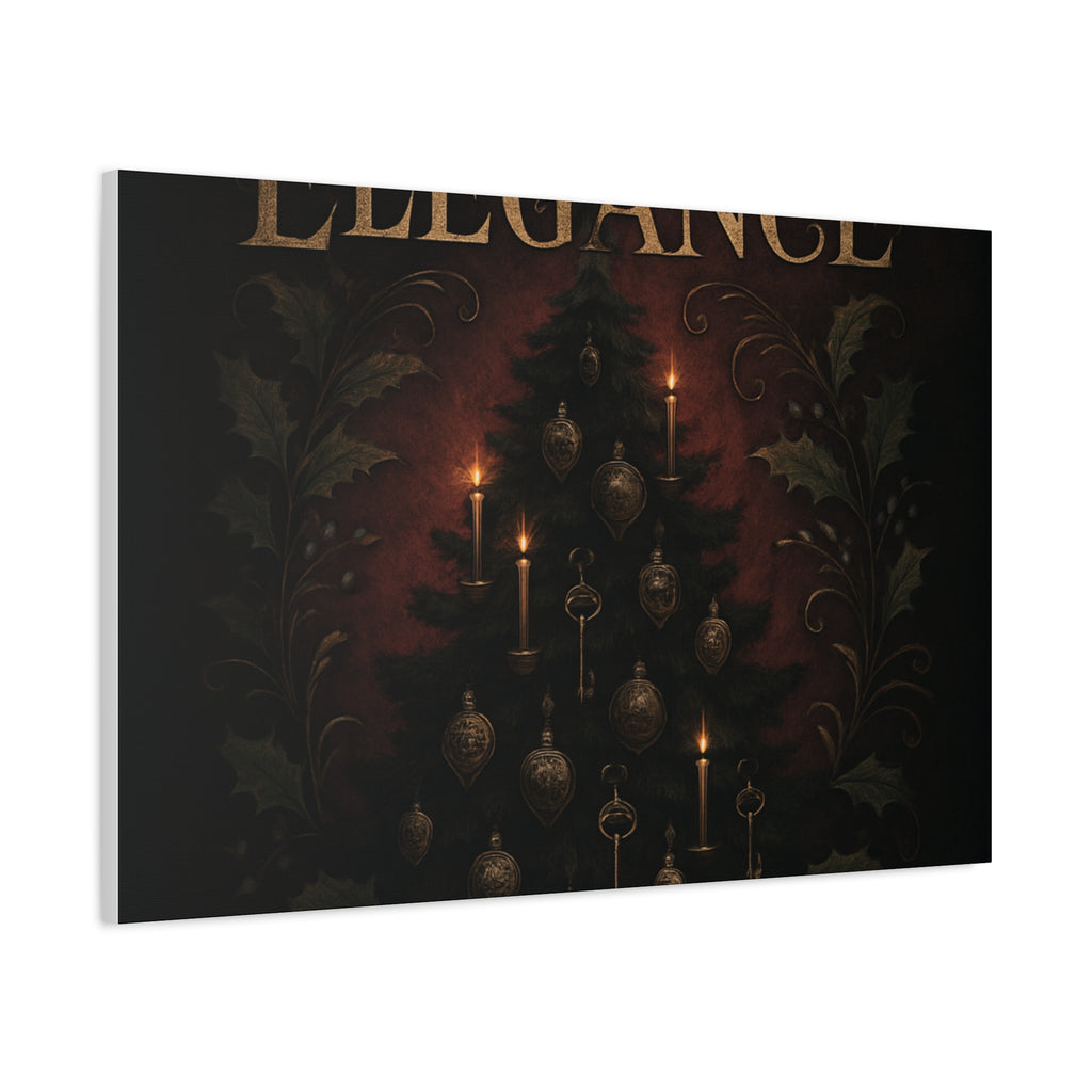 Elegance Christmas Canvas Wall Art — Vintage Candlelit Tree Matte Stretched Print