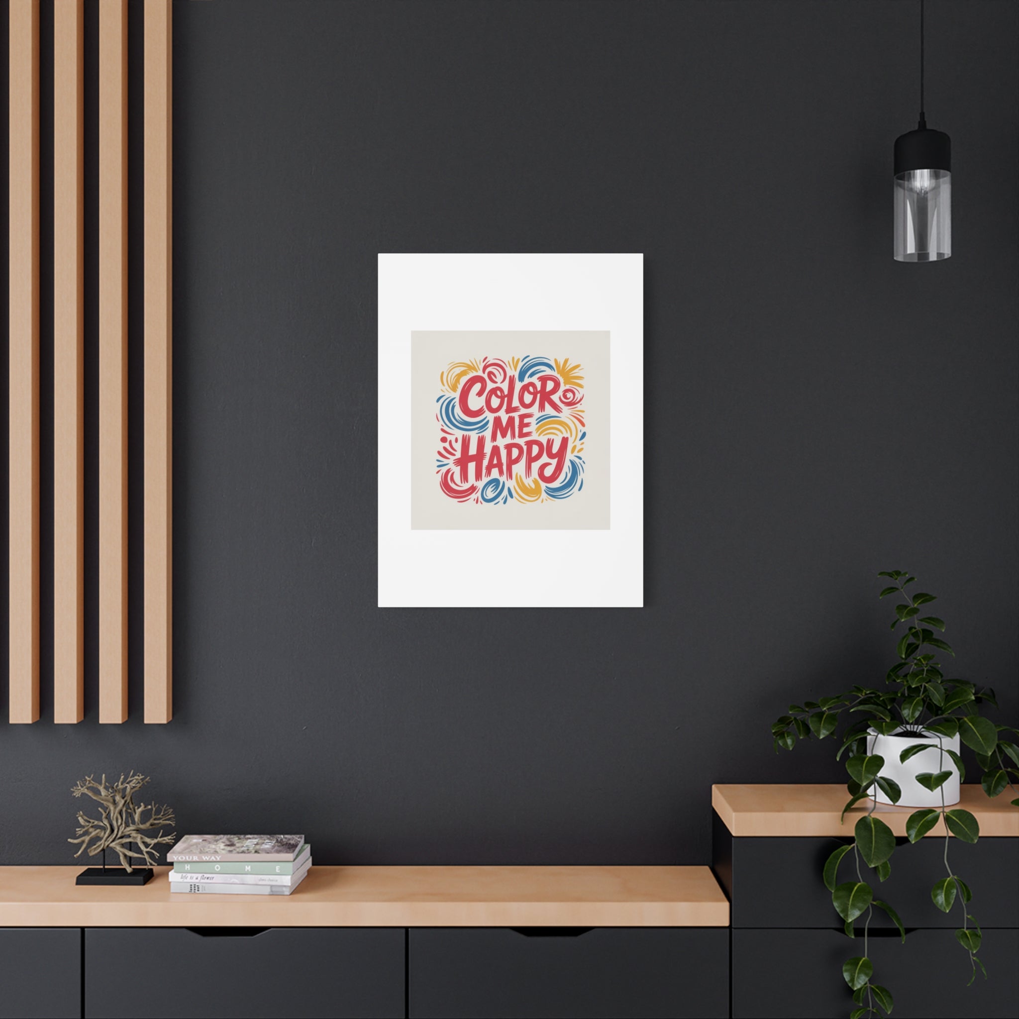Color Me Happy Canvas Wall Art — Bright Hand-Lettered Inspirational Print