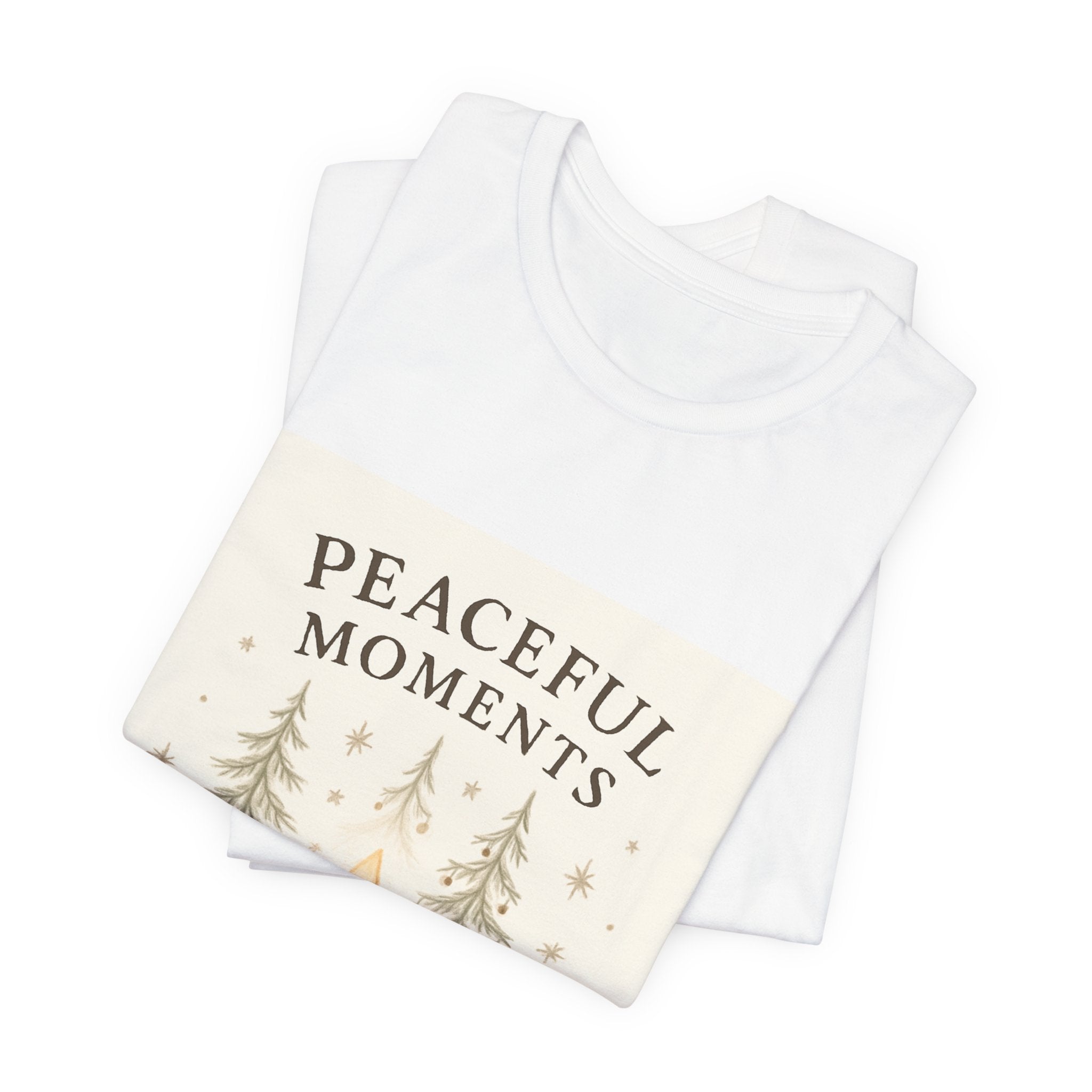 Peaceful Moments Candle Tee – Forest Pines Holiday Graphic T-Shirt