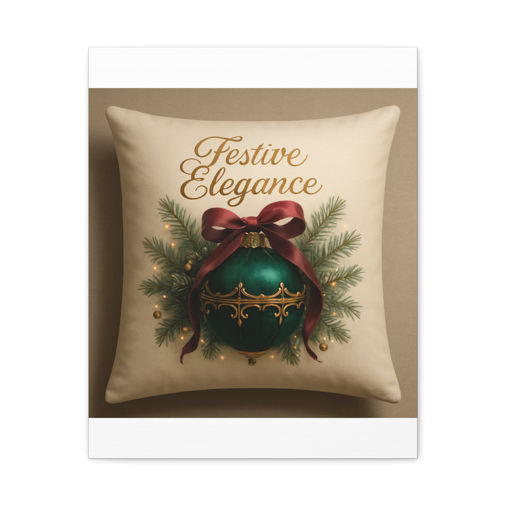 Festive Elegance Christmas Canvas Wall Art — Green Ornament Holiday Decor