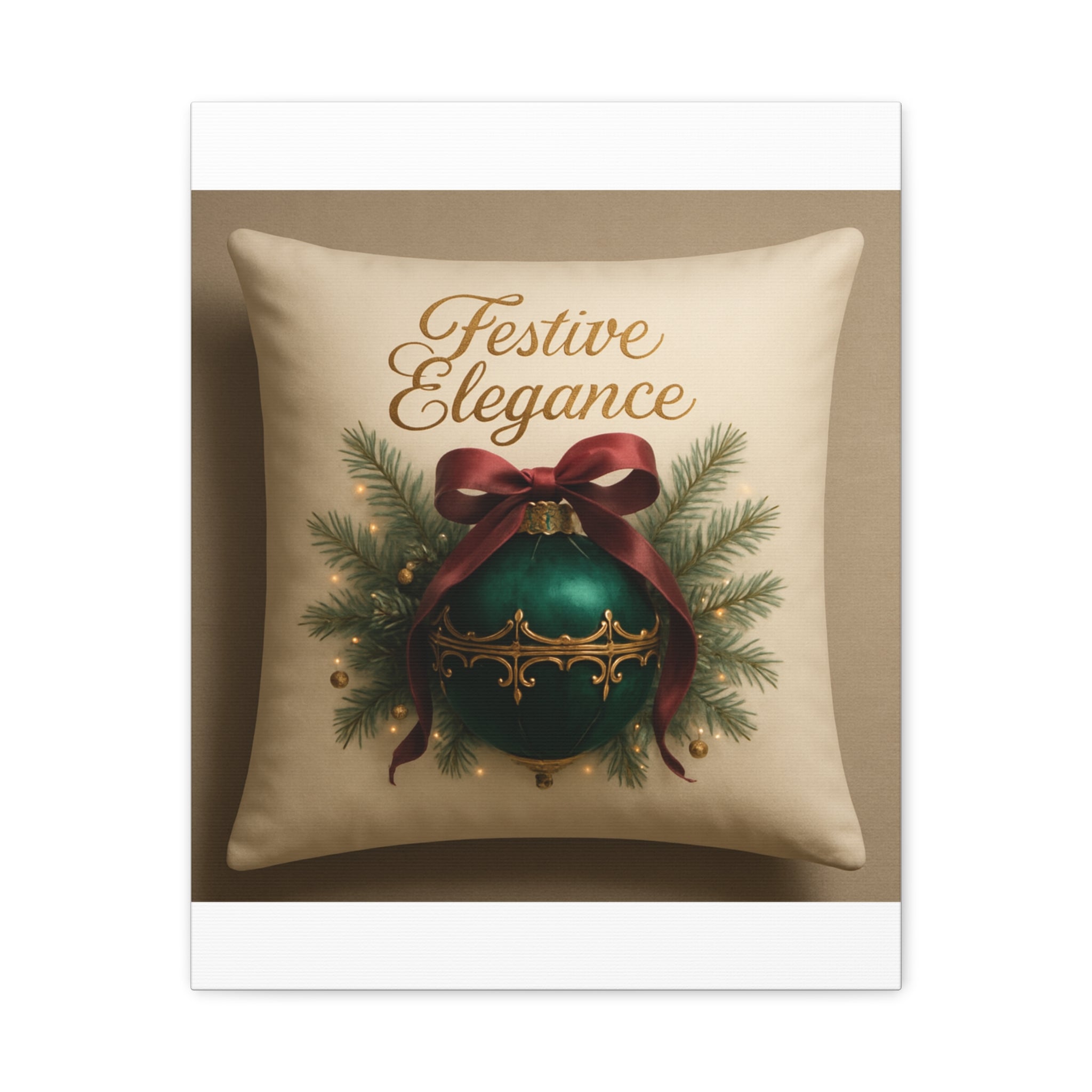 Festive Elegance Christmas Canvas Wall Art — Green Ornament Holiday Decor