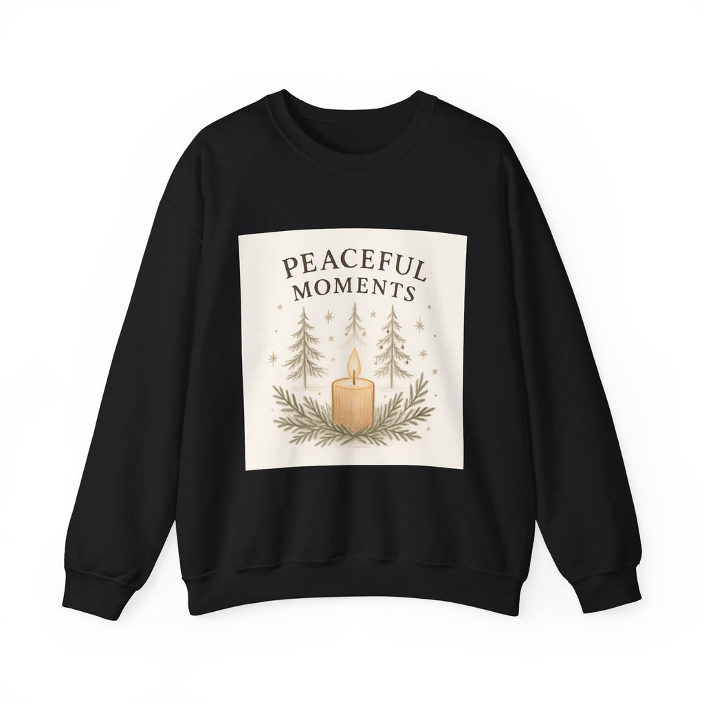 Peaceful Moments Candle Sweatshirt — Cozy Holiday Forest Crewneck