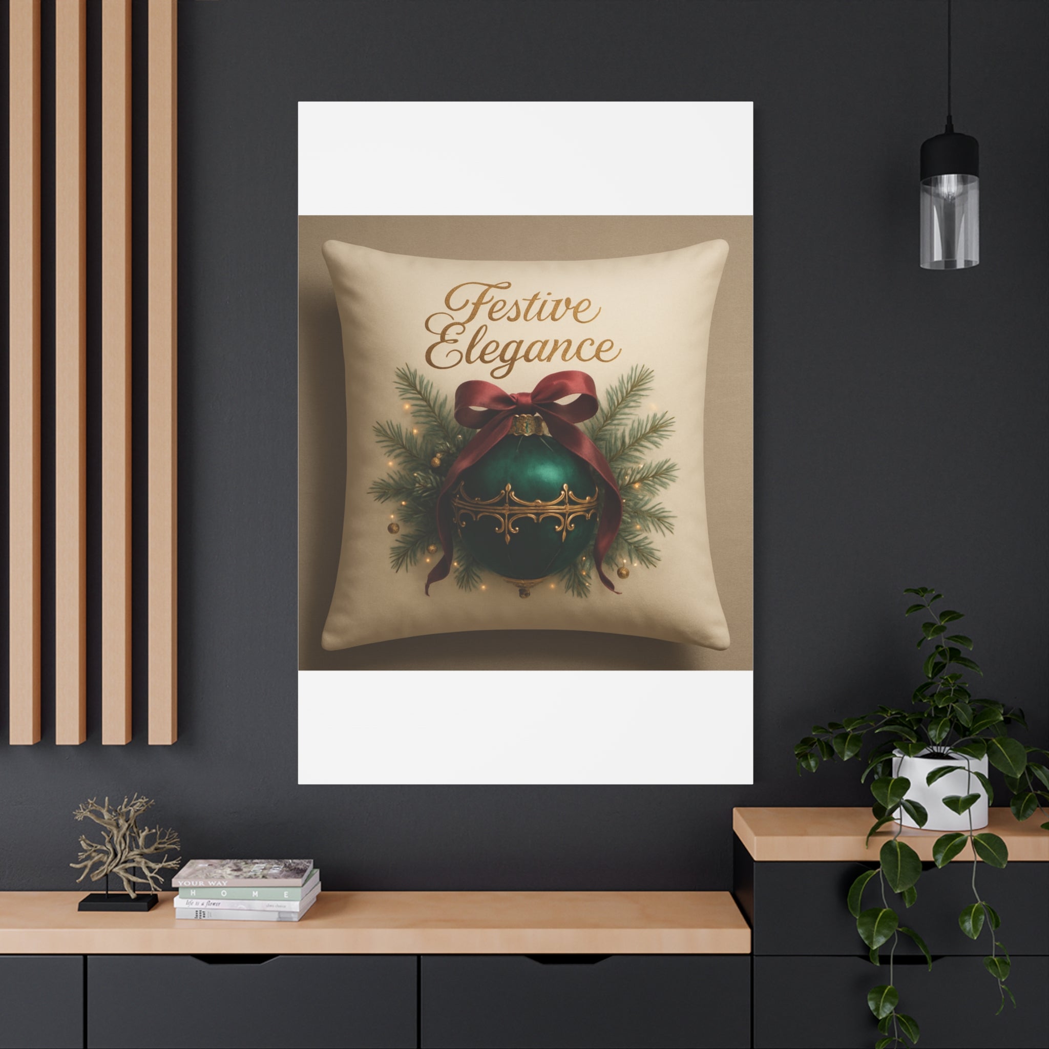 Festive Elegance Christmas Canvas Wall Art — Green Ornament Holiday Decor