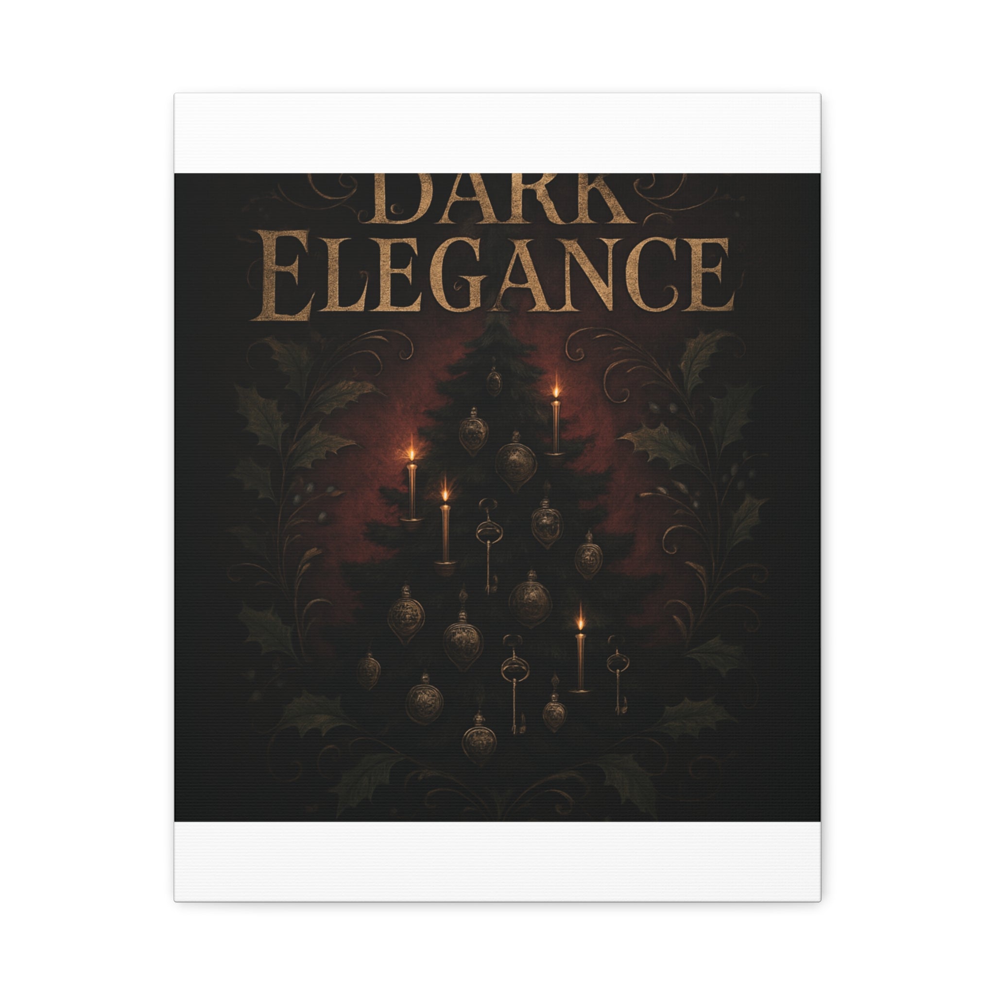 Elegance Christmas Canvas Wall Art — Vintage Candlelit Tree Matte Stretched Print