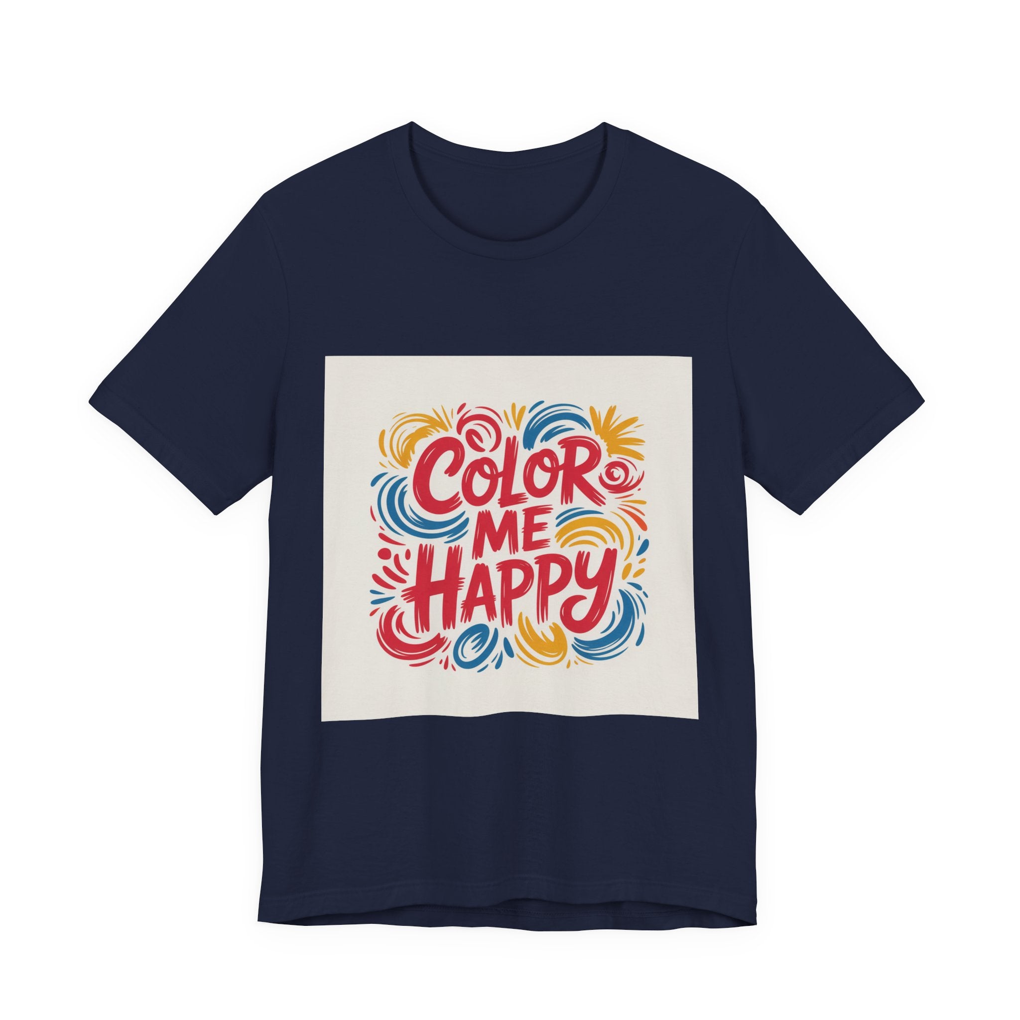 Color Me Happy Graphic Tee — Bright Swirl Typography T‑Shirt