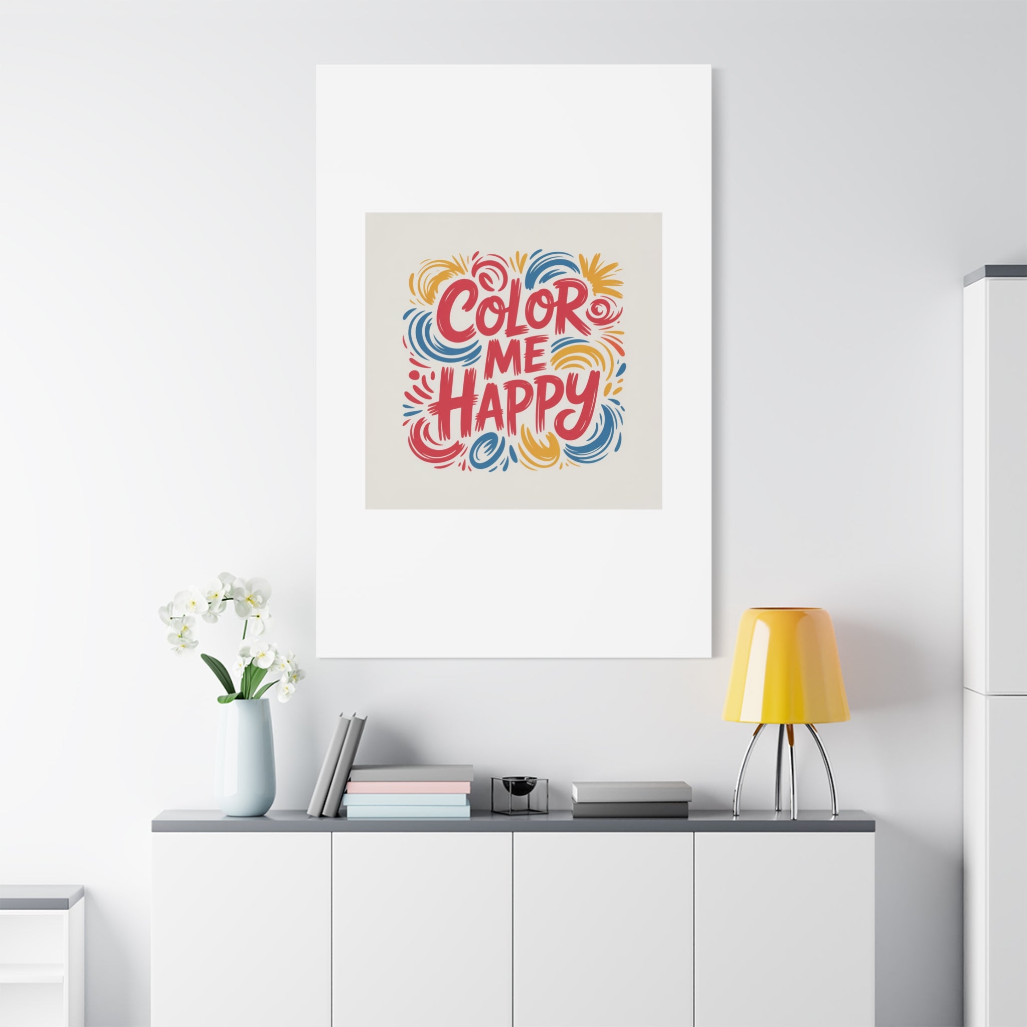 Color Me Happy Canvas Wall Art — Bright Hand-Lettered Inspirational Print