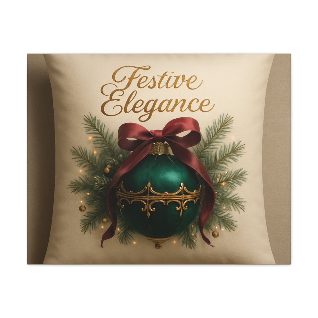 Festive Elegance Christmas Canvas Wall Art — Green Ornament Holiday Decor