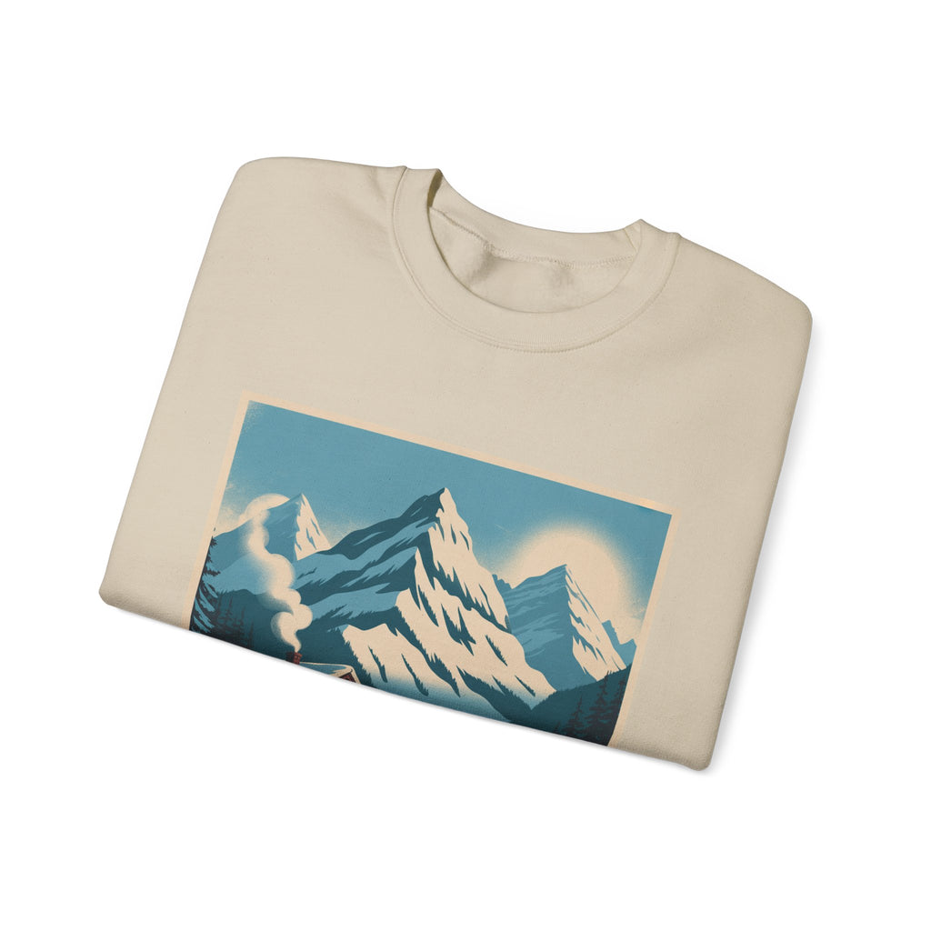 Crewneck Sweatshirt - Retro Ski Mountain Cabin Graphic