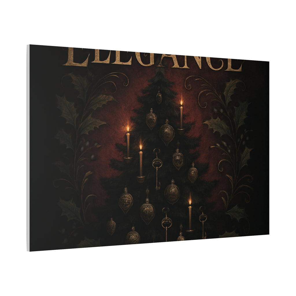 Elegance Christmas Canvas Wall Art — Vintage Candlelit Tree Matte Stretched Print