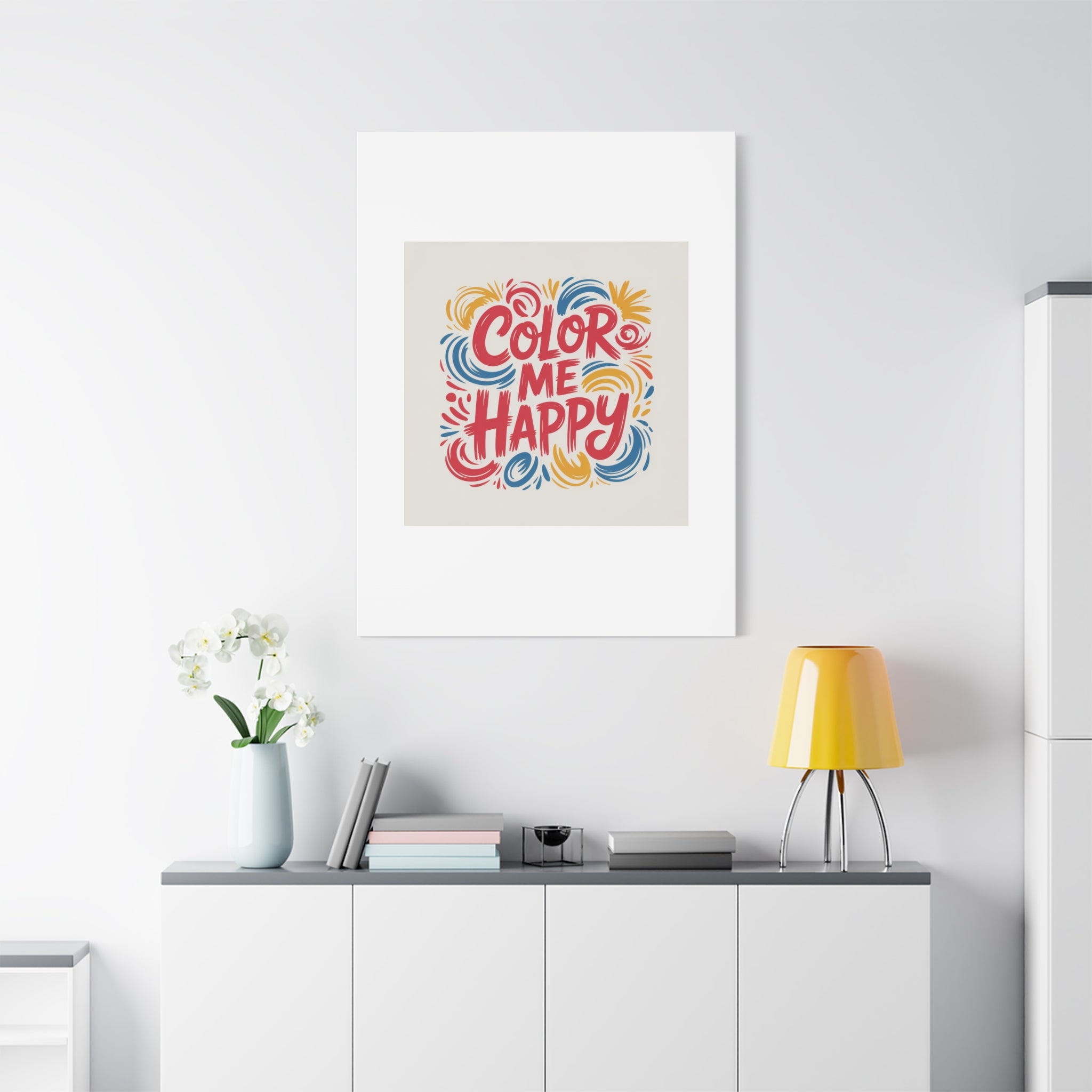 Color Me Happy Canvas Wall Art — Bright Hand-Lettered Inspirational Print