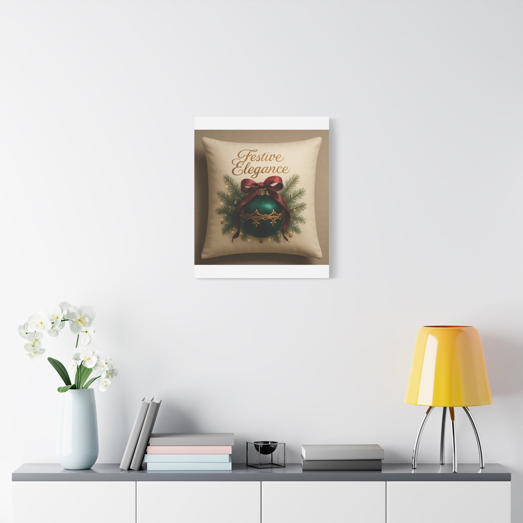 Festive Elegance Christmas Canvas Wall Art — Green Ornament Holiday Decor