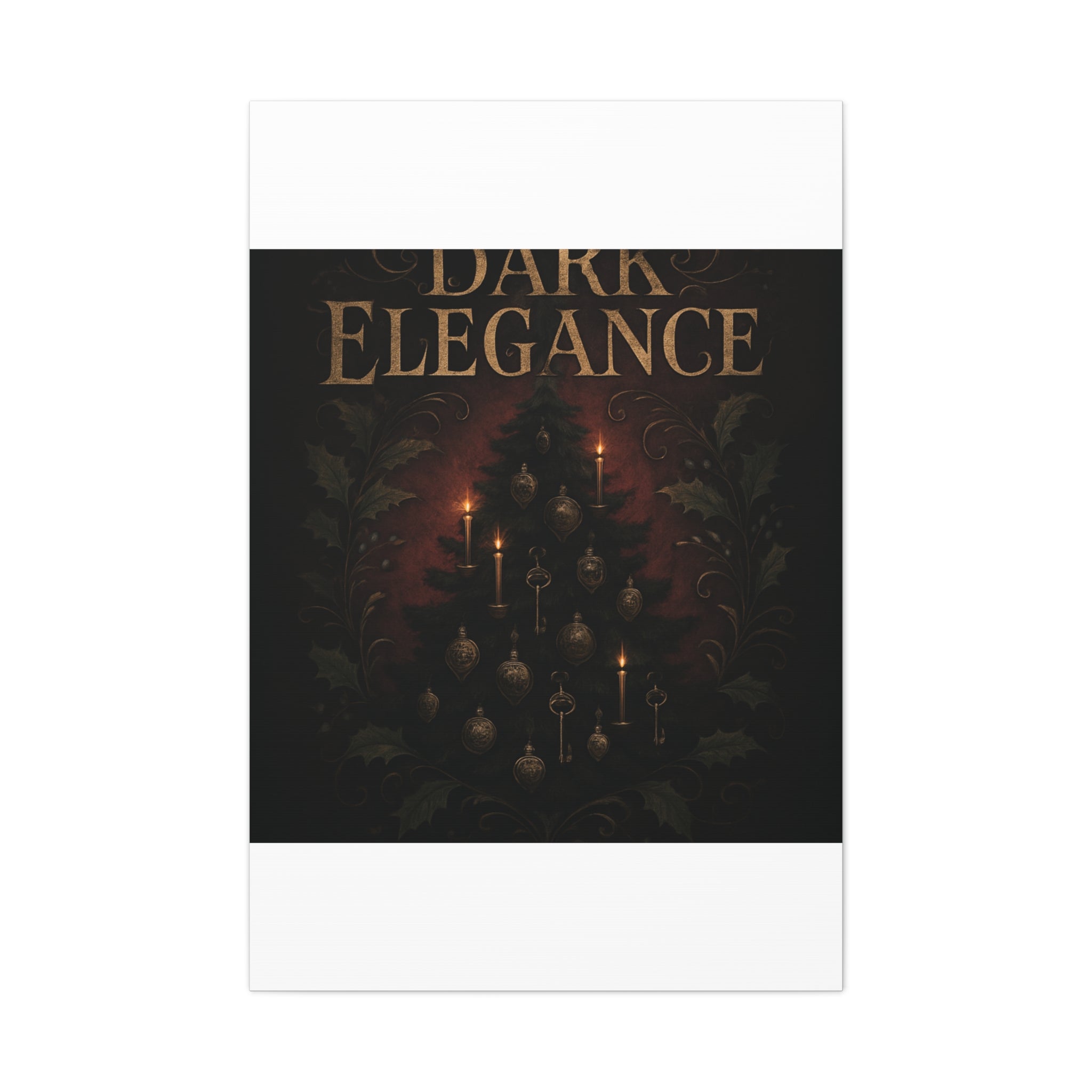 Elegance Christmas Canvas Wall Art — Vintage Candlelit Tree Matte Stretched Print