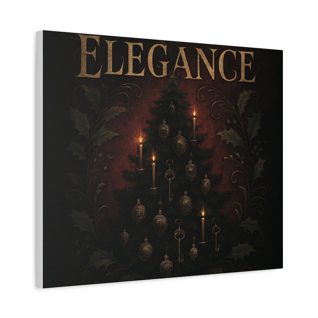 Elegance Christmas Canvas Wall Art — Vintage Candlelit Tree Matte Stretched Print