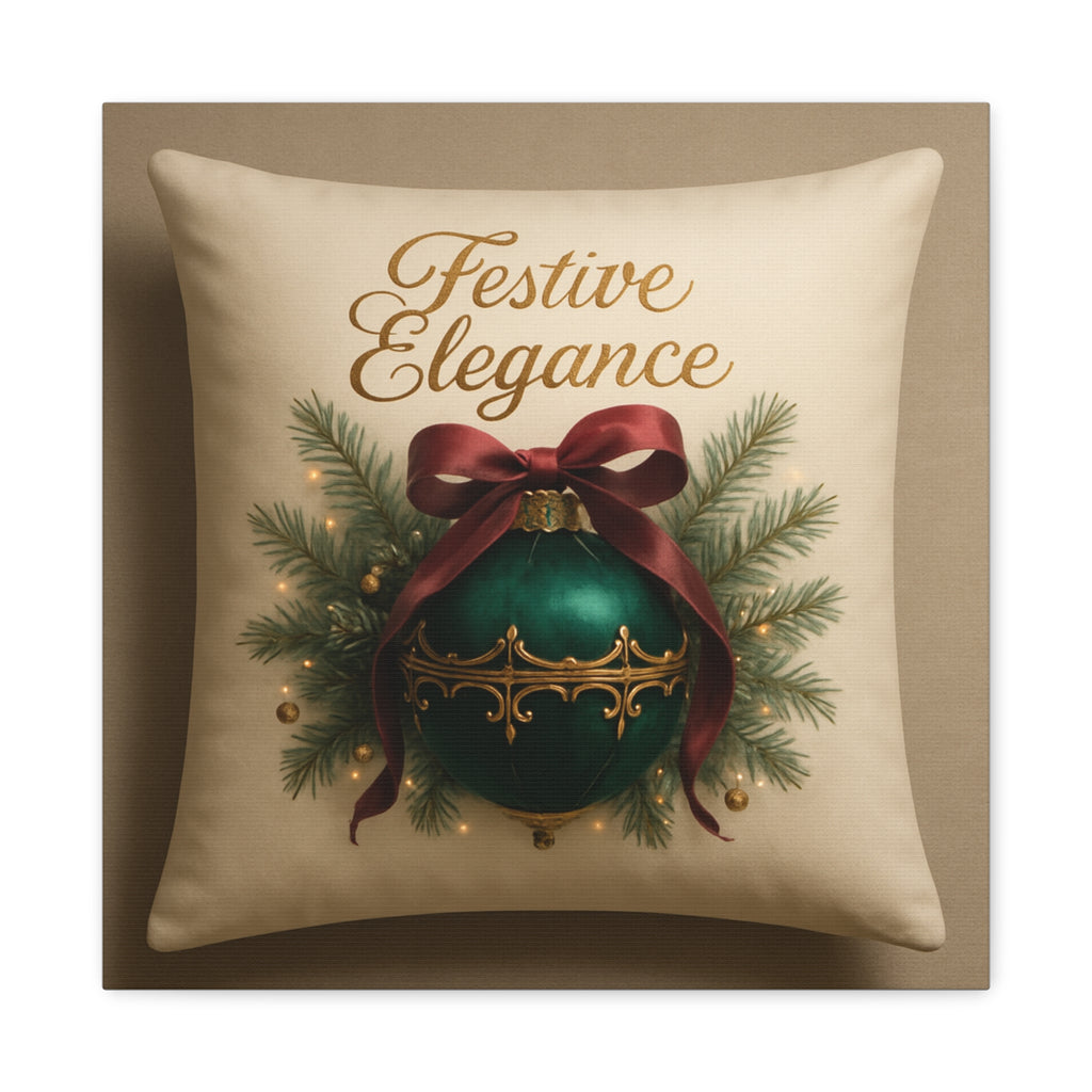 Festive Elegance Christmas Canvas Wall Art — Green Ornament Holiday Decor