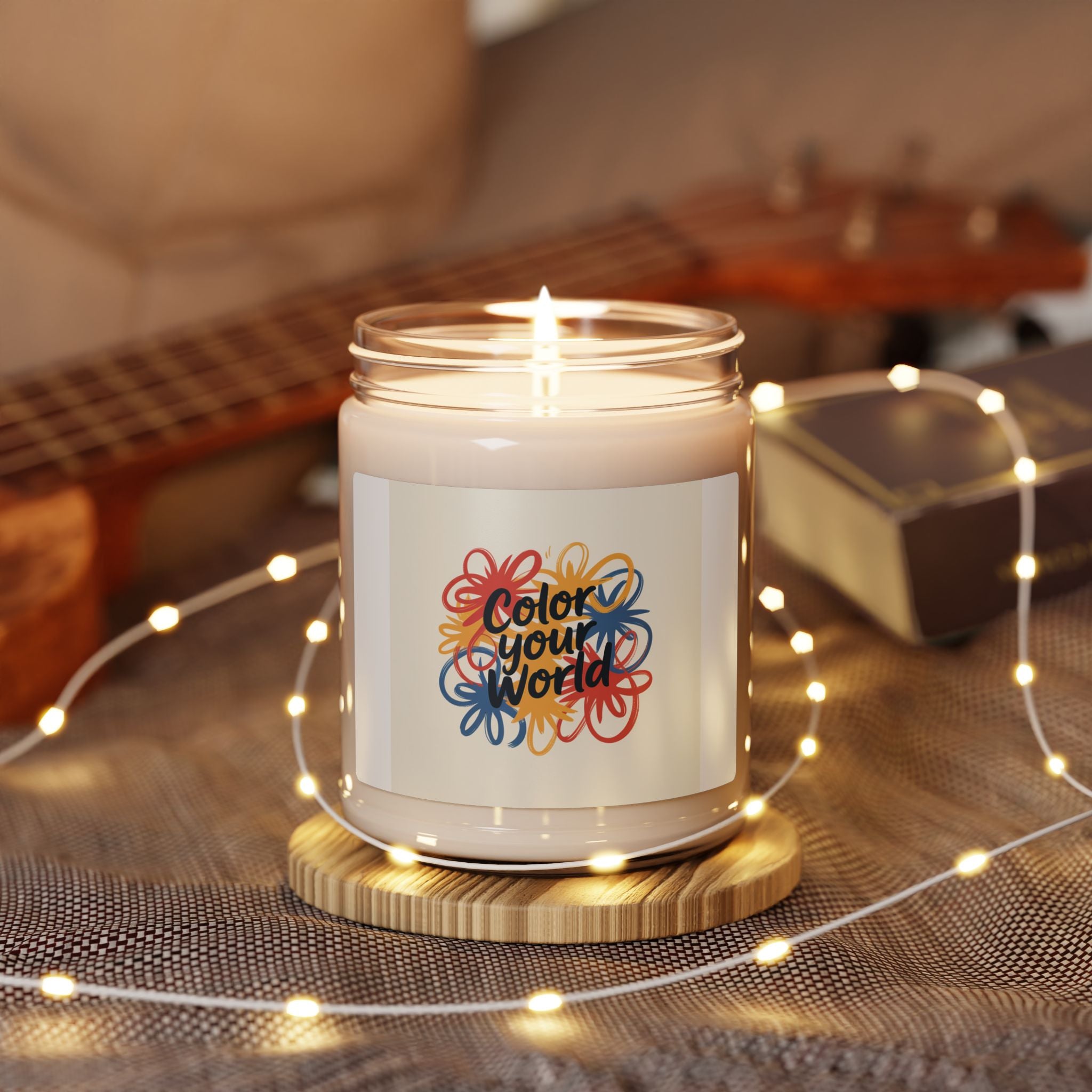 Scented Soy Candle — "Color Your World" Inspirational 9oz Jar