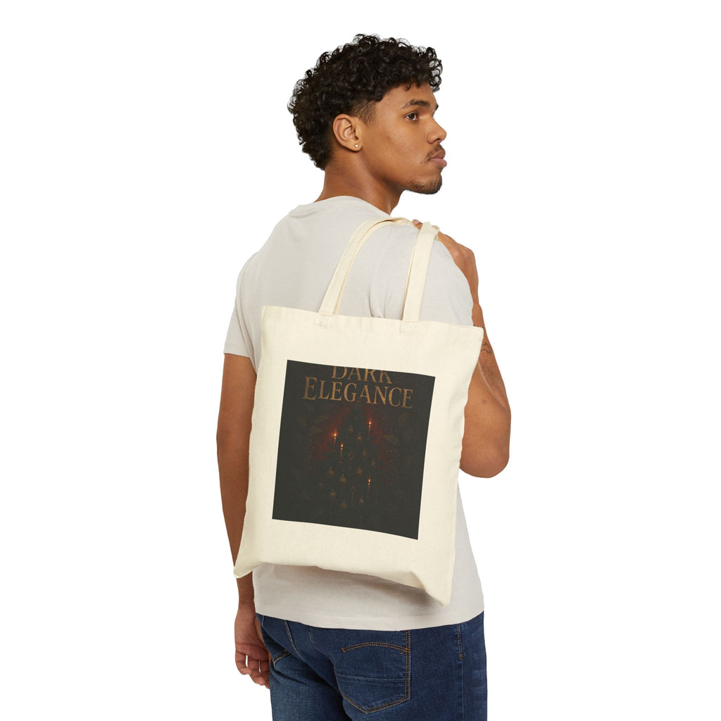Dark Elegance Cotton Tote Bag — Gothic Candlelight Design
