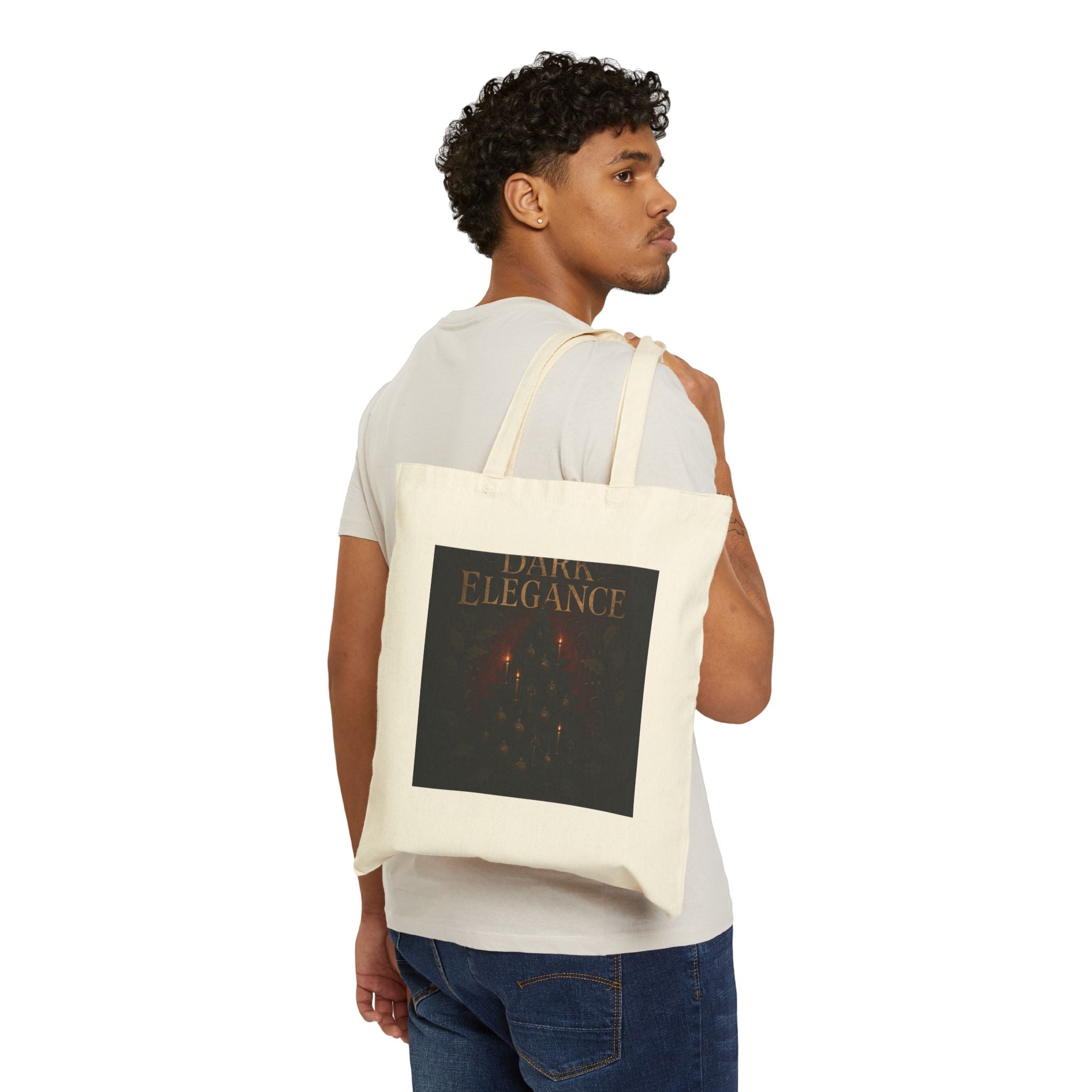 Dark Elegance Cotton Tote Bag — Gothic Candlelight Design
