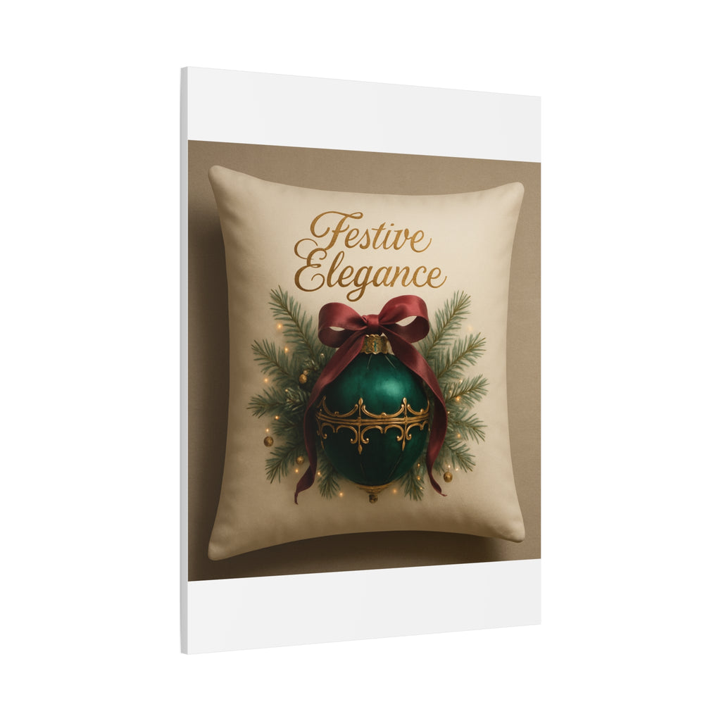 Festive Elegance Christmas Canvas Wall Art — Green Ornament Holiday Decor