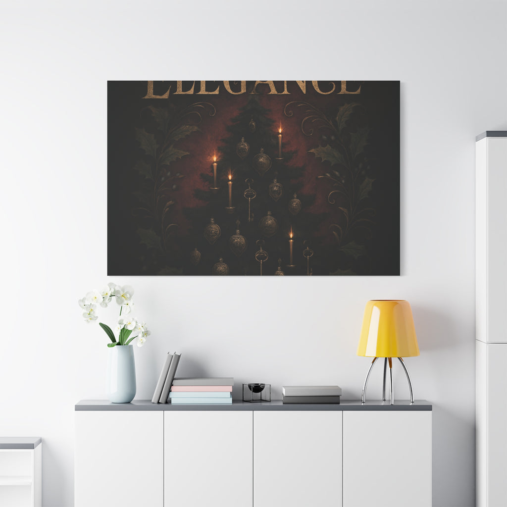Elegance Christmas Canvas Wall Art — Vintage Candlelit Tree Matte Stretched Print