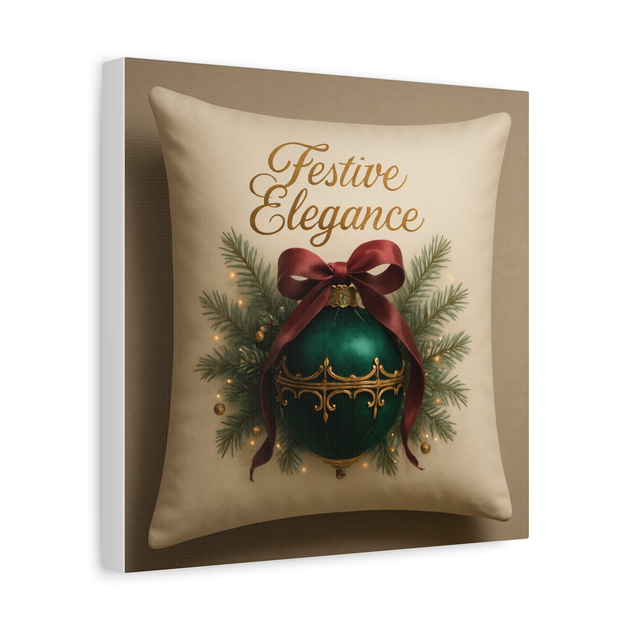 Festive Elegance Christmas Canvas Wall Art — Green Ornament Holiday Decor