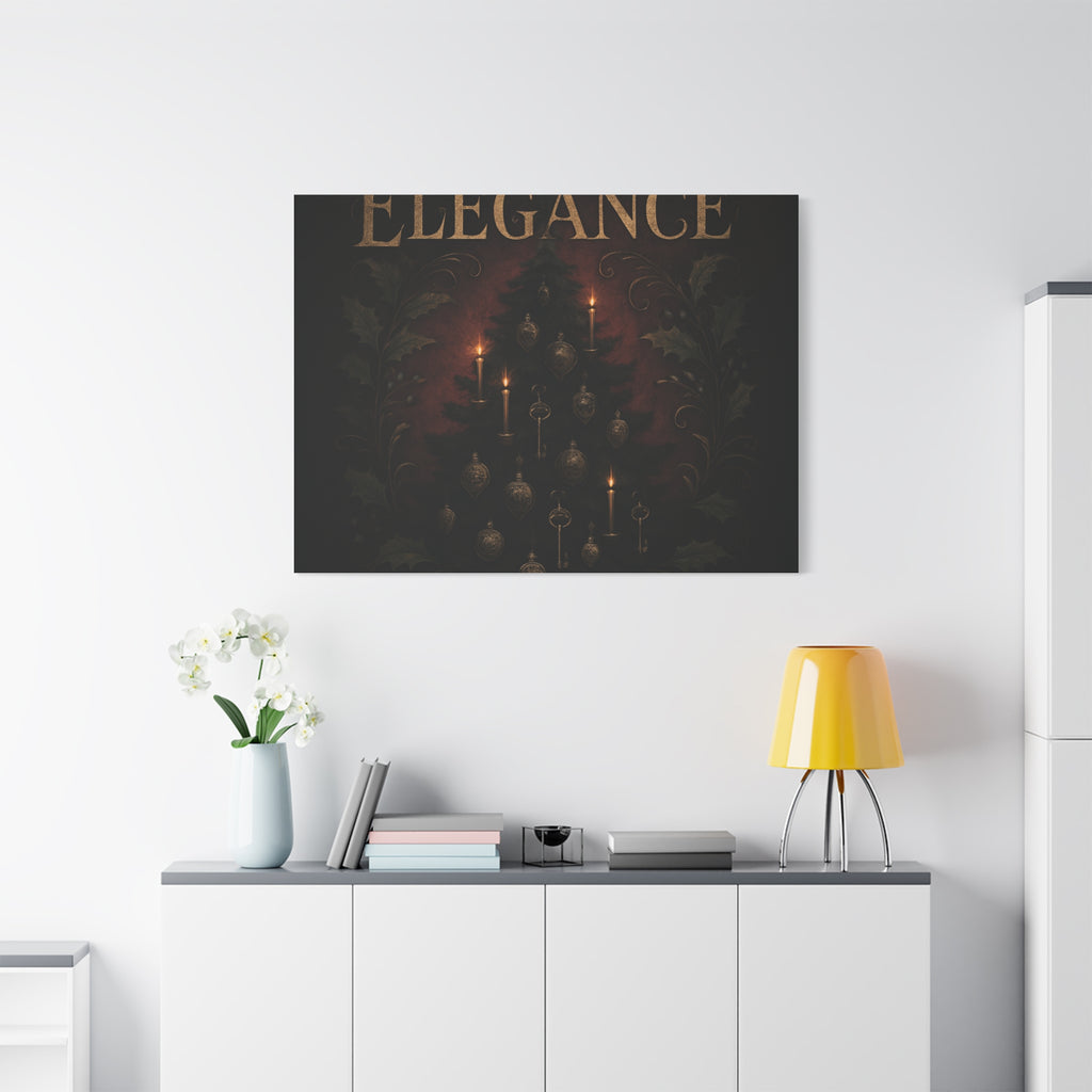 Elegance Christmas Canvas Wall Art — Vintage Candlelit Tree Matte Stretched Print