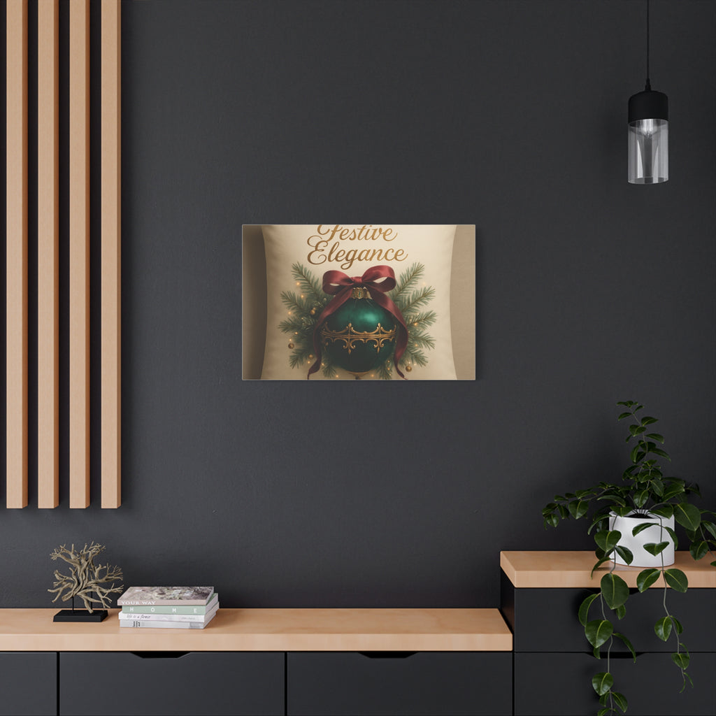 Festive Elegance Christmas Canvas Wall Art — Green Ornament Holiday Decor