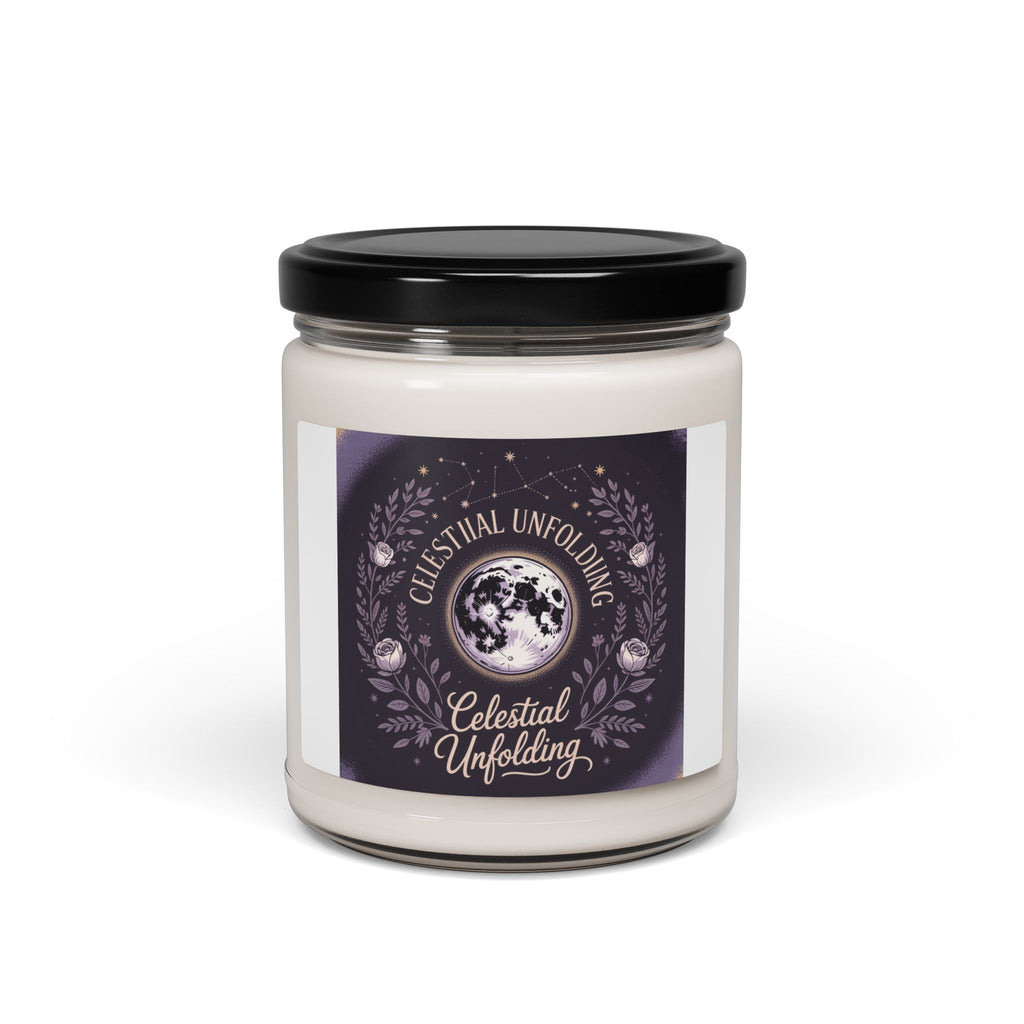 Celestial Unfolding Soy Candle — 9oz Scented Jar (Moon & Floral Aromas)