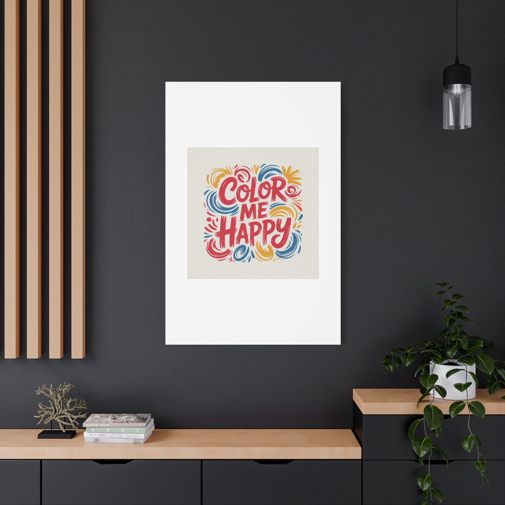 Color Me Happy Canvas Wall Art — Bright Hand-Lettered Inspirational Print