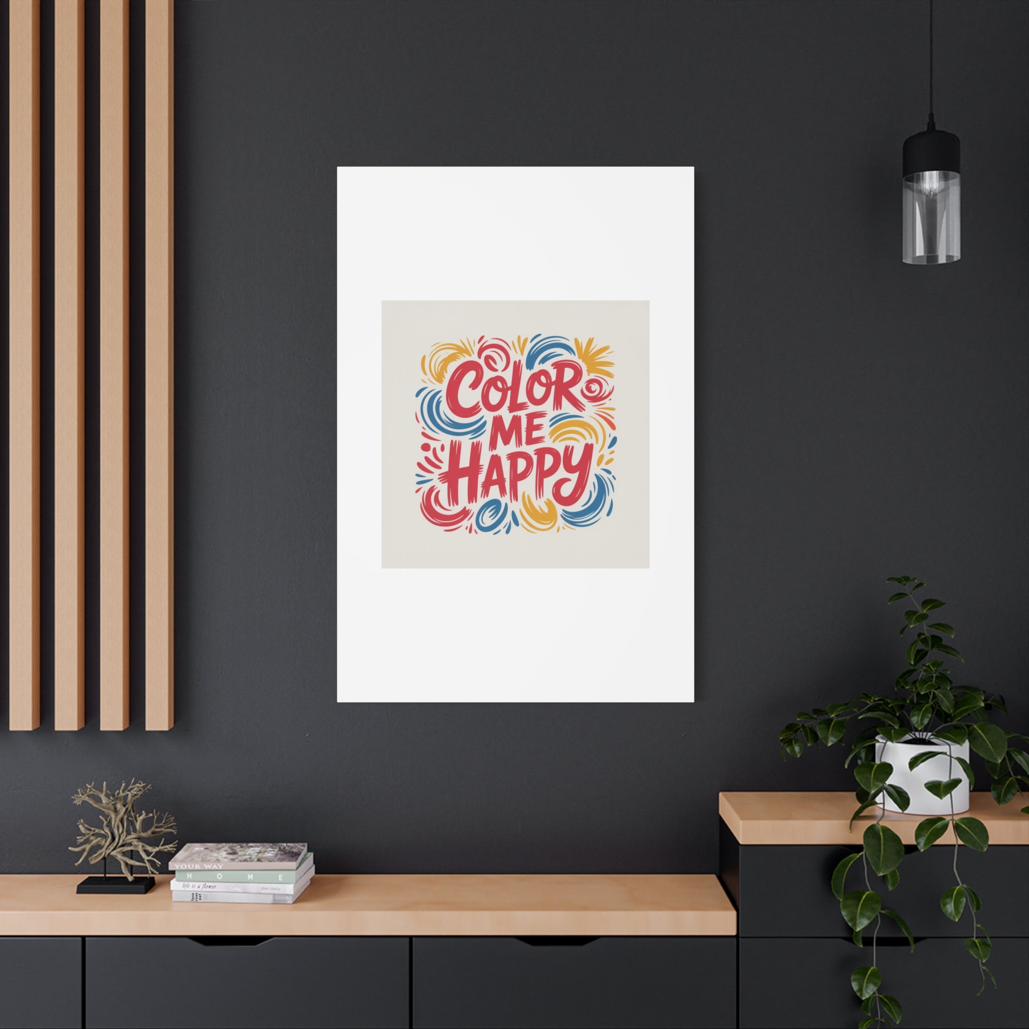 Color Me Happy Canvas Wall Art — Bright Hand-Lettered Inspirational Print