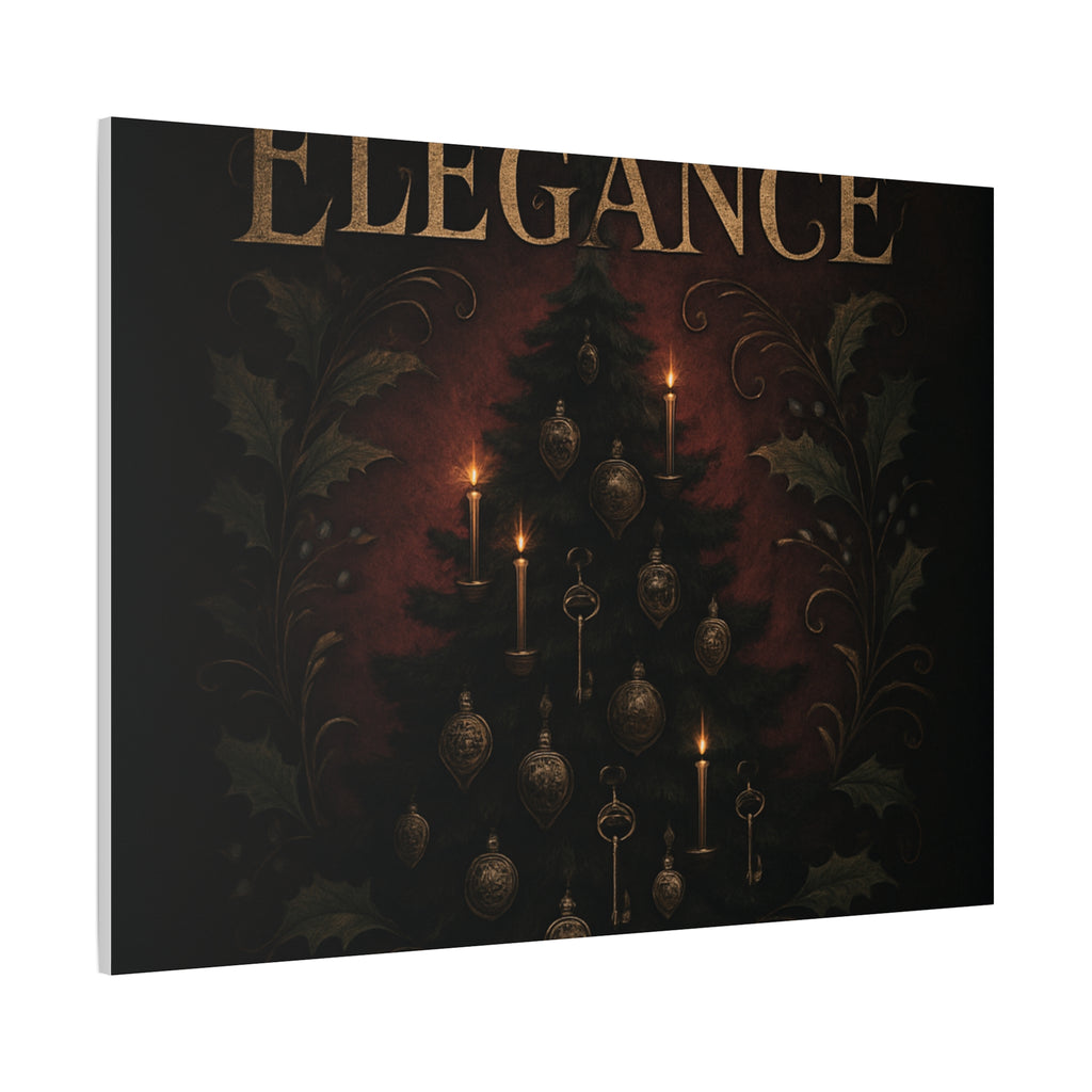 Elegance Christmas Canvas Wall Art — Vintage Candlelit Tree Matte Stretched Print