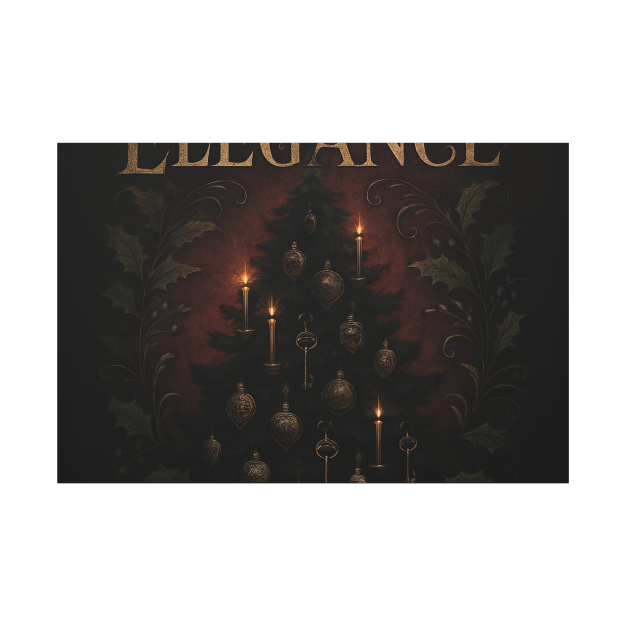 Elegance Christmas Canvas Wall Art — Vintage Candlelit Tree Matte Stretched Print