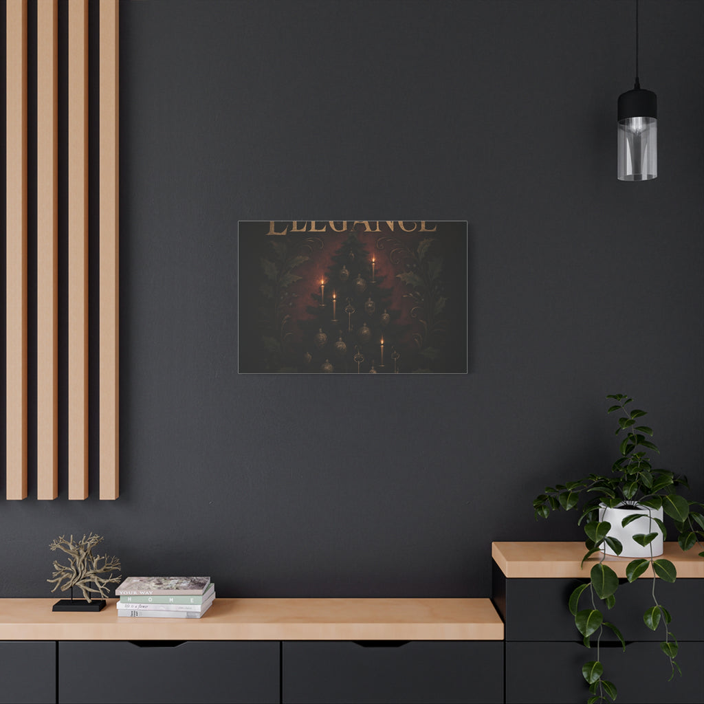 Elegance Christmas Canvas Wall Art — Vintage Candlelit Tree Matte Stretched Print