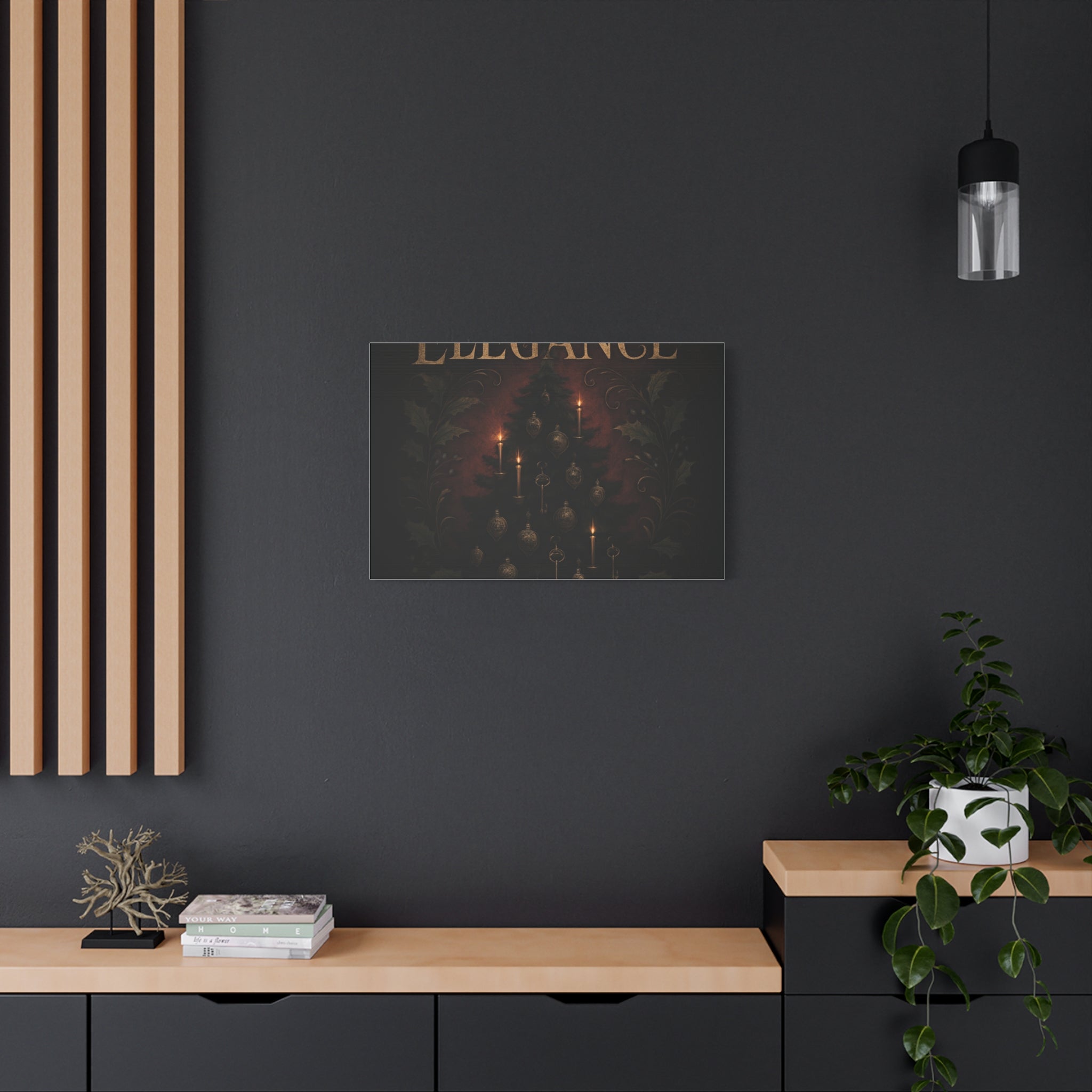 Elegance Christmas Canvas Wall Art — Vintage Candlelit Tree Matte Stretched Print