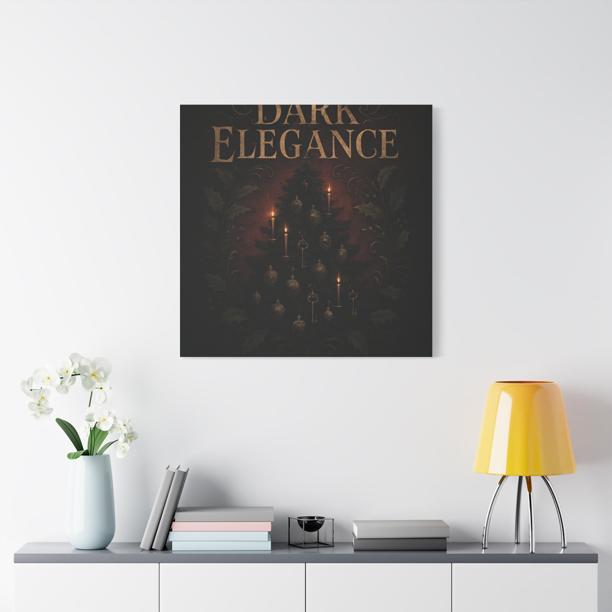 Elegance Christmas Canvas Wall Art — Vintage Candlelit Tree Matte Stretched Print