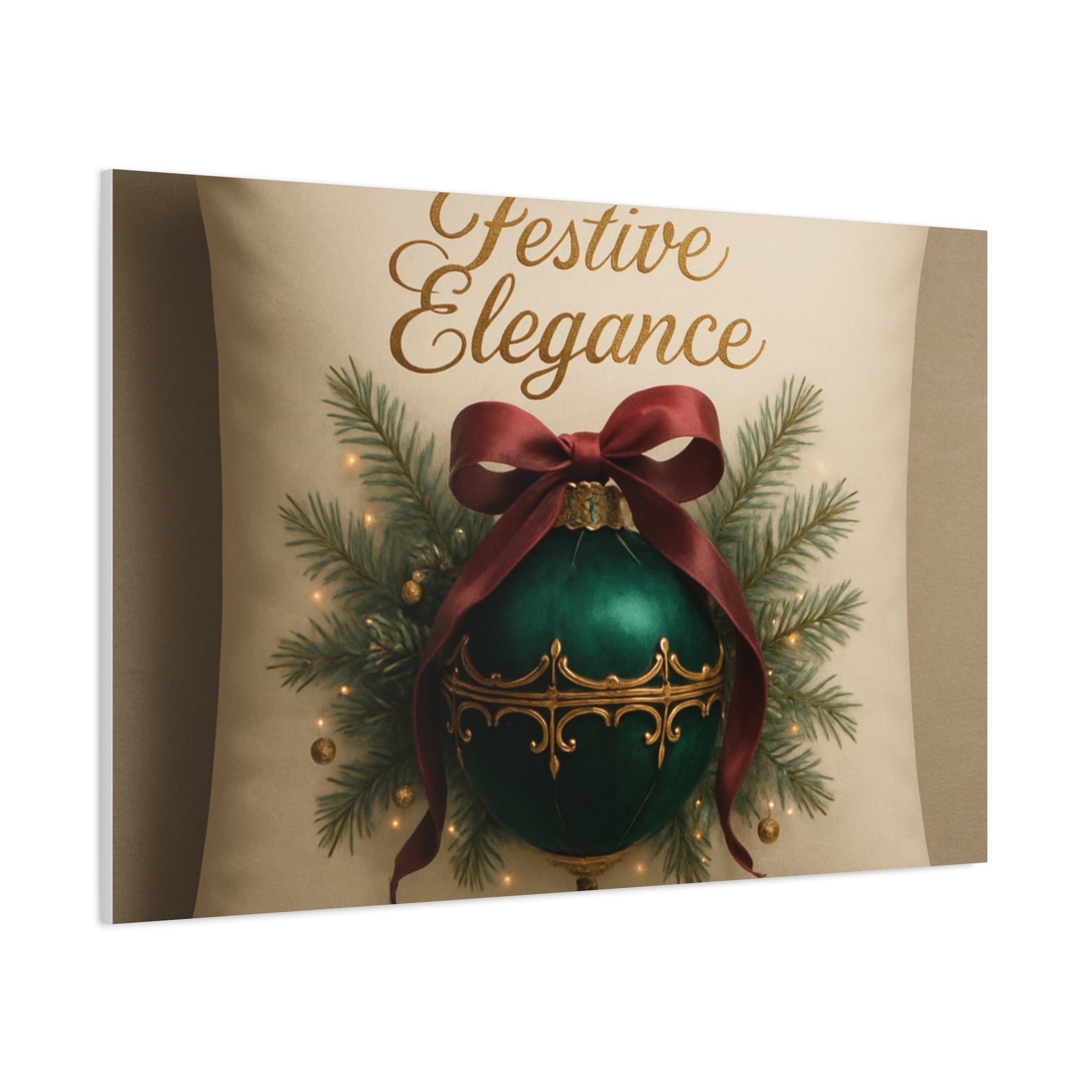 Festive Elegance Christmas Canvas Wall Art — Green Ornament Holiday Decor