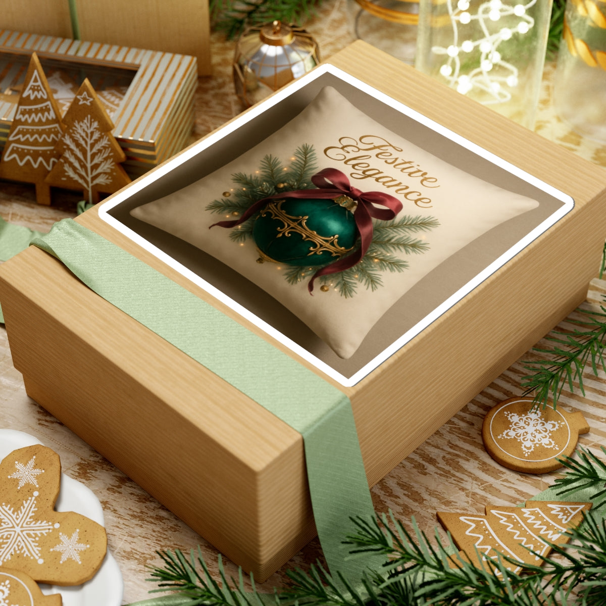 Festive Elegance Holiday Ornament Sticker — Kiss-Cut Christmas Decal