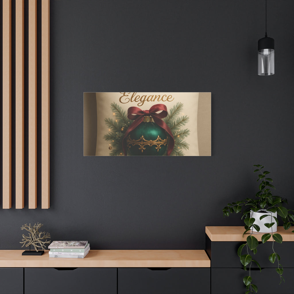 Festive Elegance Christmas Canvas Wall Art — Green Ornament Holiday Decor
