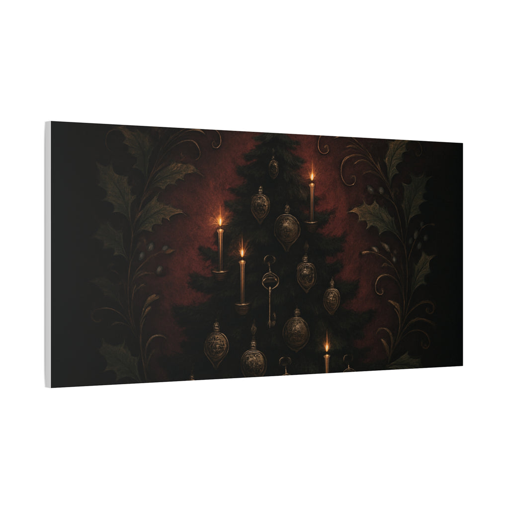Elegance Christmas Canvas Wall Art — Vintage Candlelit Tree Matte Stretched Print
