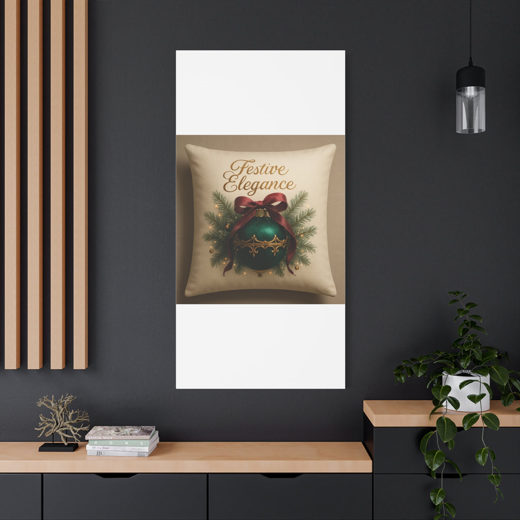 Festive Elegance Christmas Canvas Wall Art — Green Ornament Holiday Decor