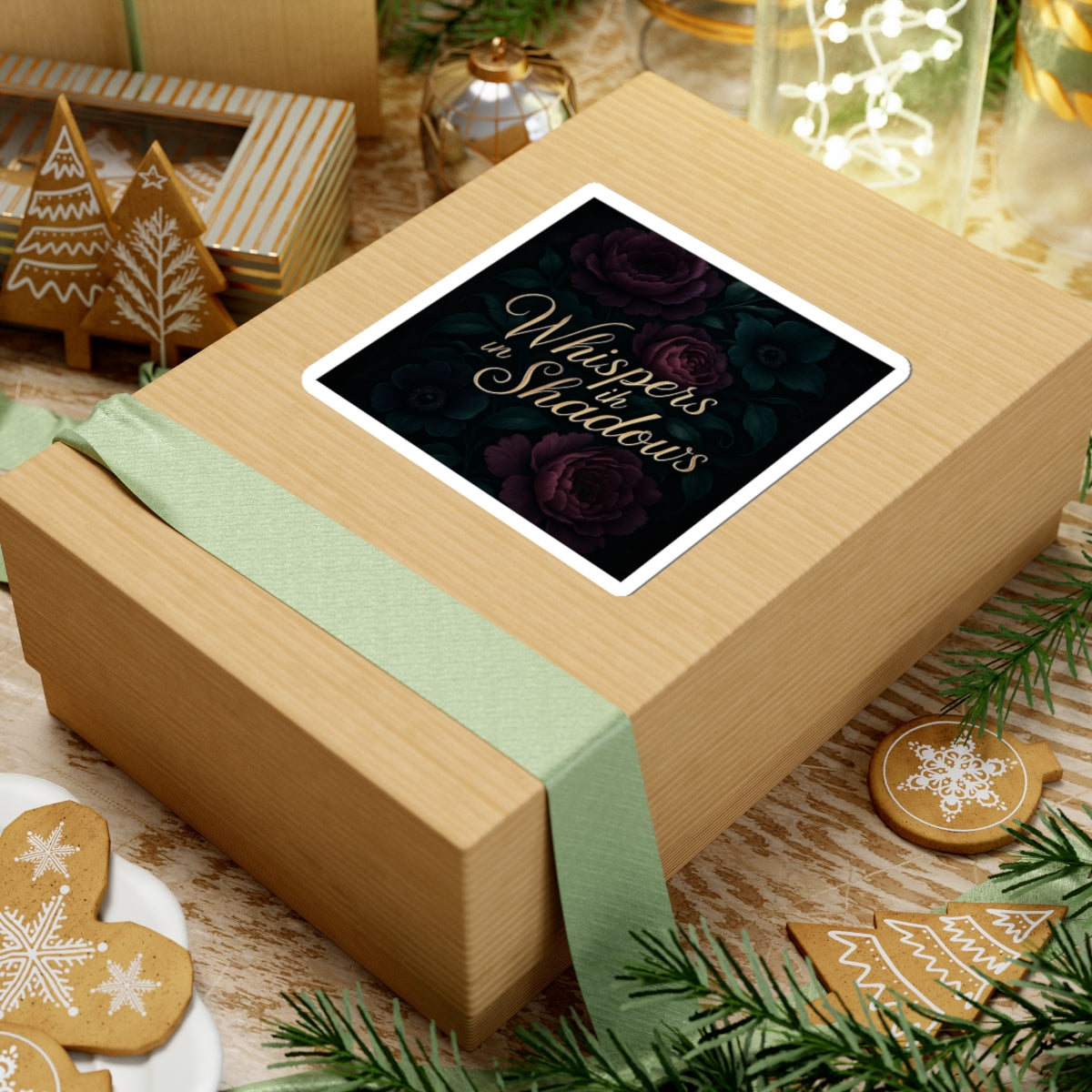 Whispers in Shadows Floral Sticker — Dark Romantic Kiss-Cut Decal