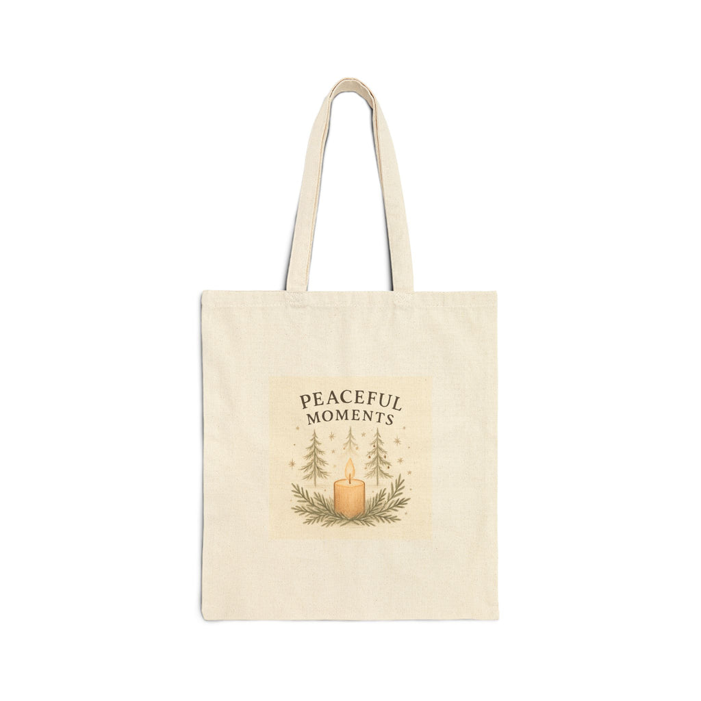 Canvas Tote Bag — Peaceful Moments Candle & Pine Design
