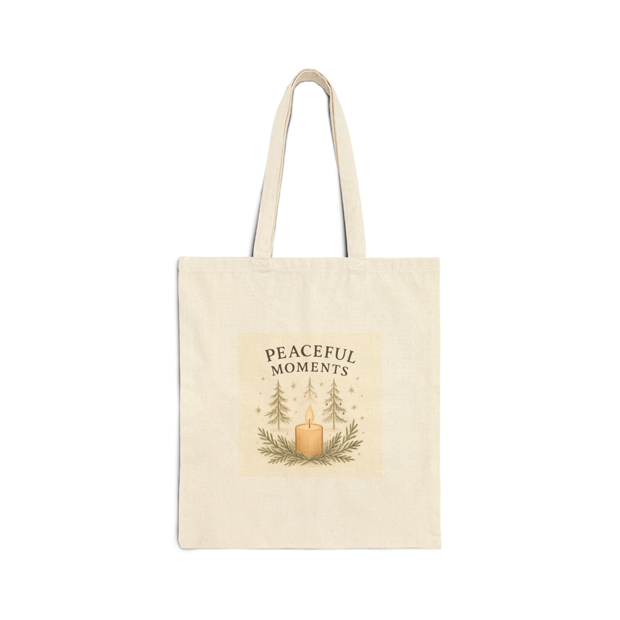 Canvas Tote Bag — Peaceful Moments Candle & Pine Design