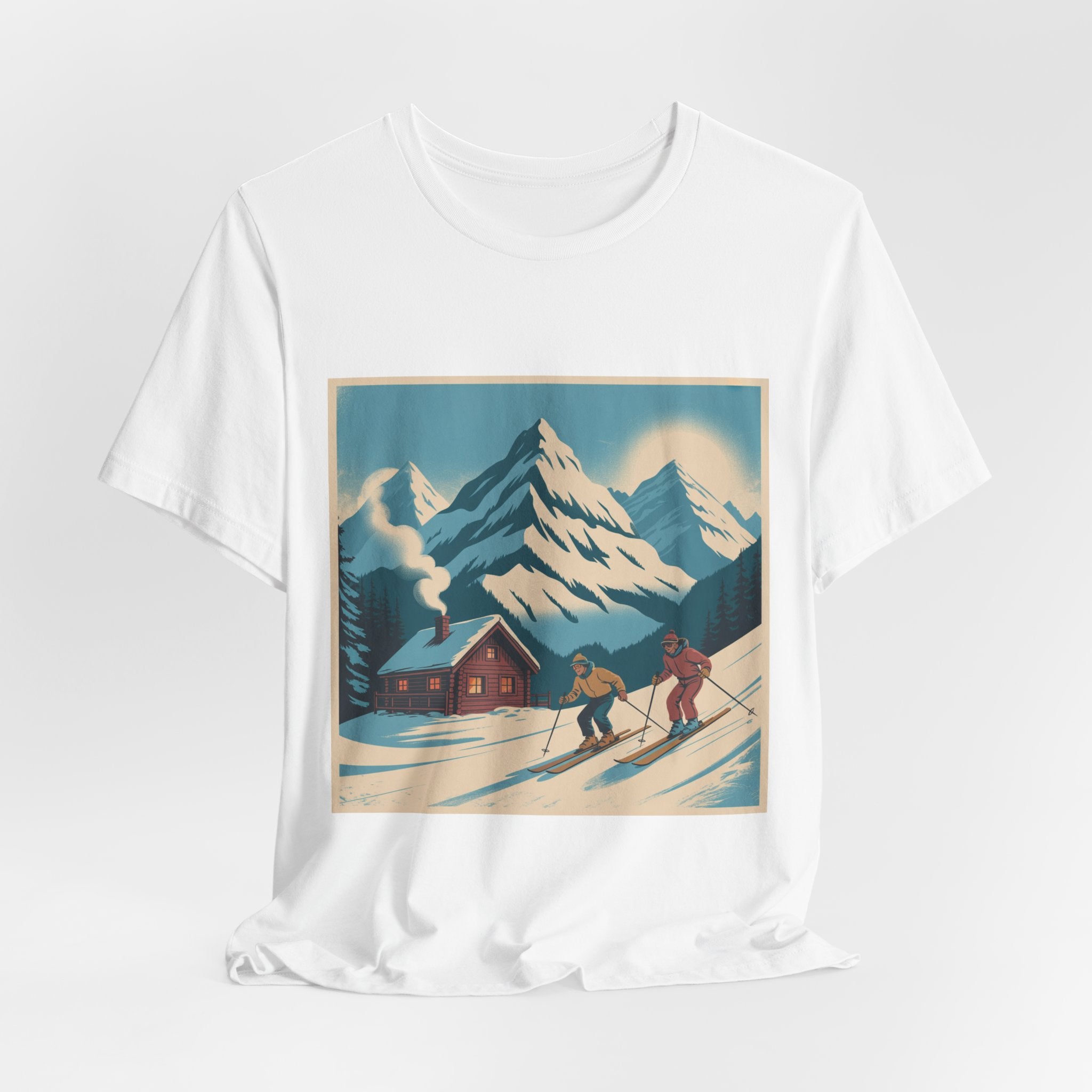 Ski Lodge Vintage Graphic Tee — Retro Mountain Skiers Shirt