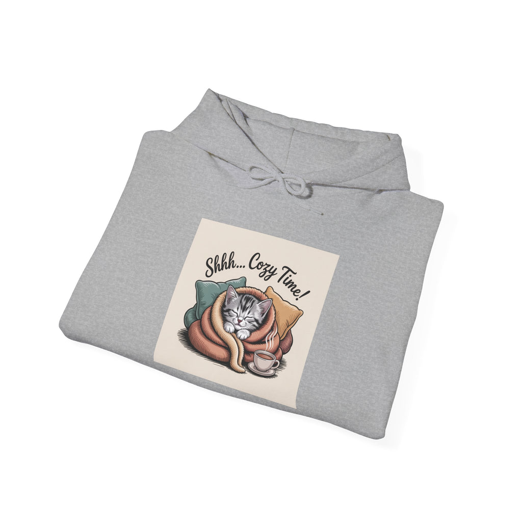 Cat Nap Hoodie – "Shh... Cozy Time!" Cute Sleeping Cat Graphic Sweatshirt