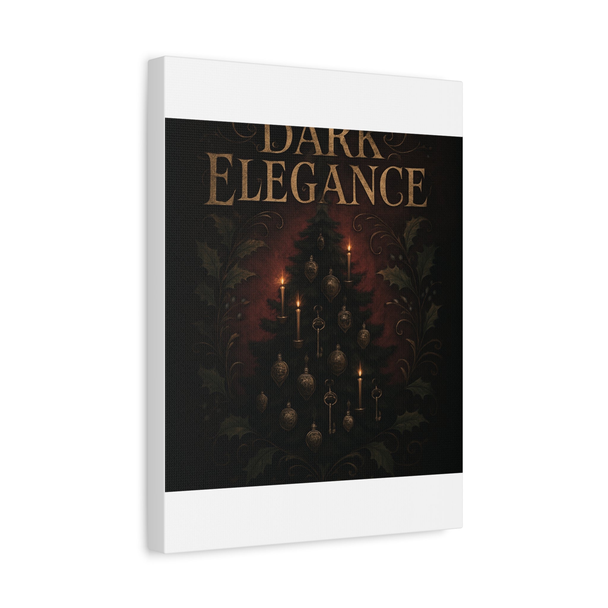 Elegance Christmas Canvas Wall Art — Vintage Candlelit Tree Matte Stretched Print