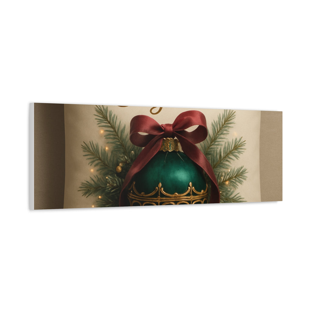 Festive Elegance Christmas Canvas Wall Art — Green Ornament Holiday Decor
